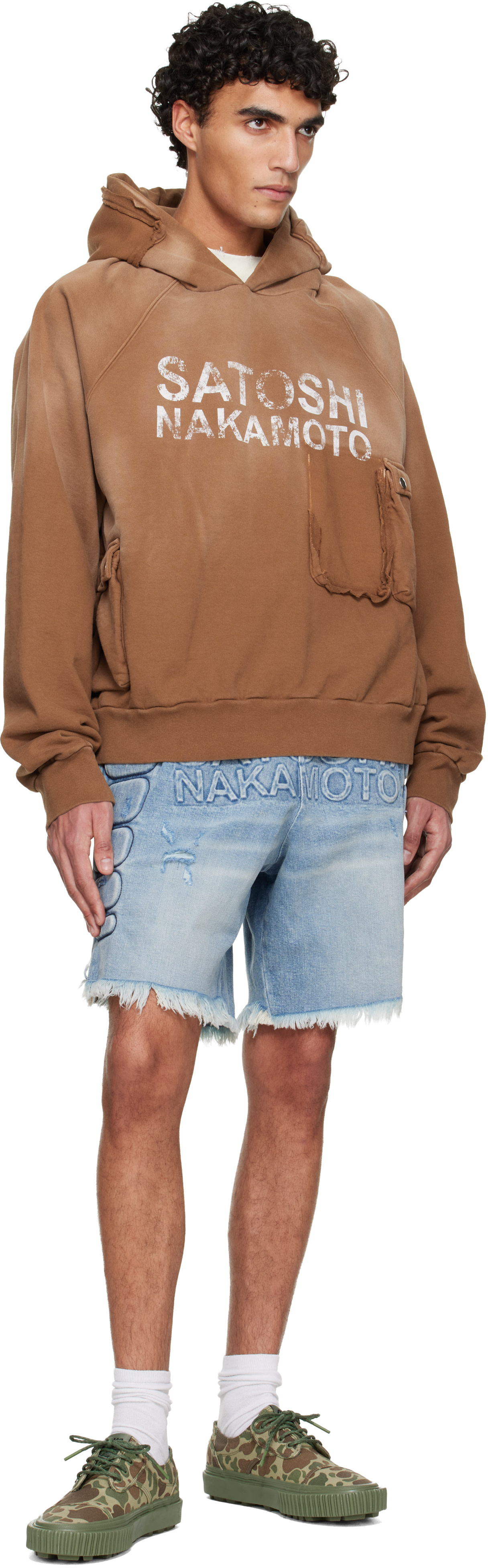 Satoshi Nakamoto: ブルー Moto デニムショートパンツ | SSENSE 日本