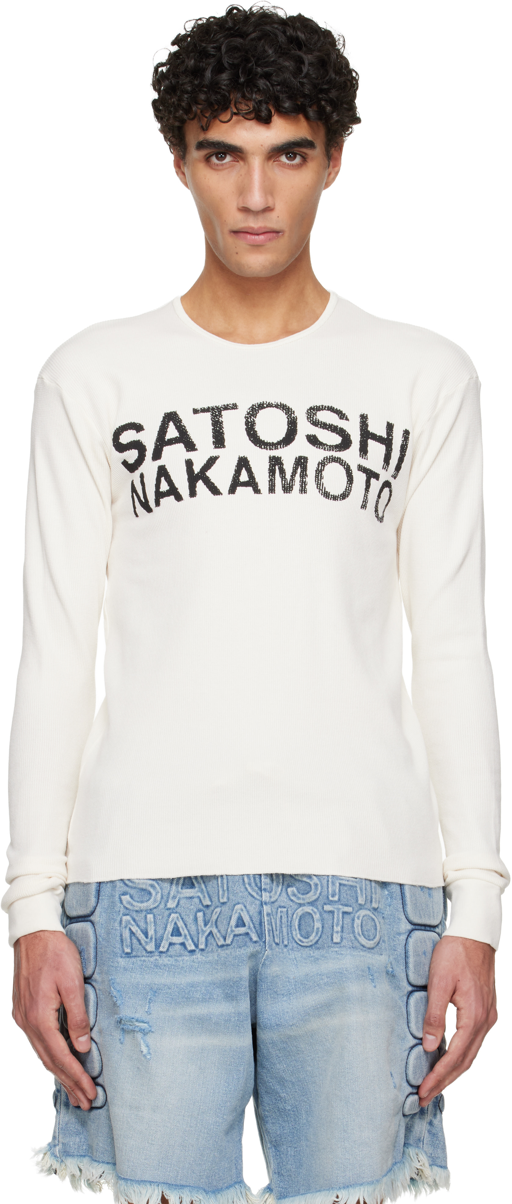 SatOshi Tシャツ アイボリー Satoshi Nakamoto Satoshi Nakamoto: Off-White Logo Thermal T-shirt | SSENSE Canada