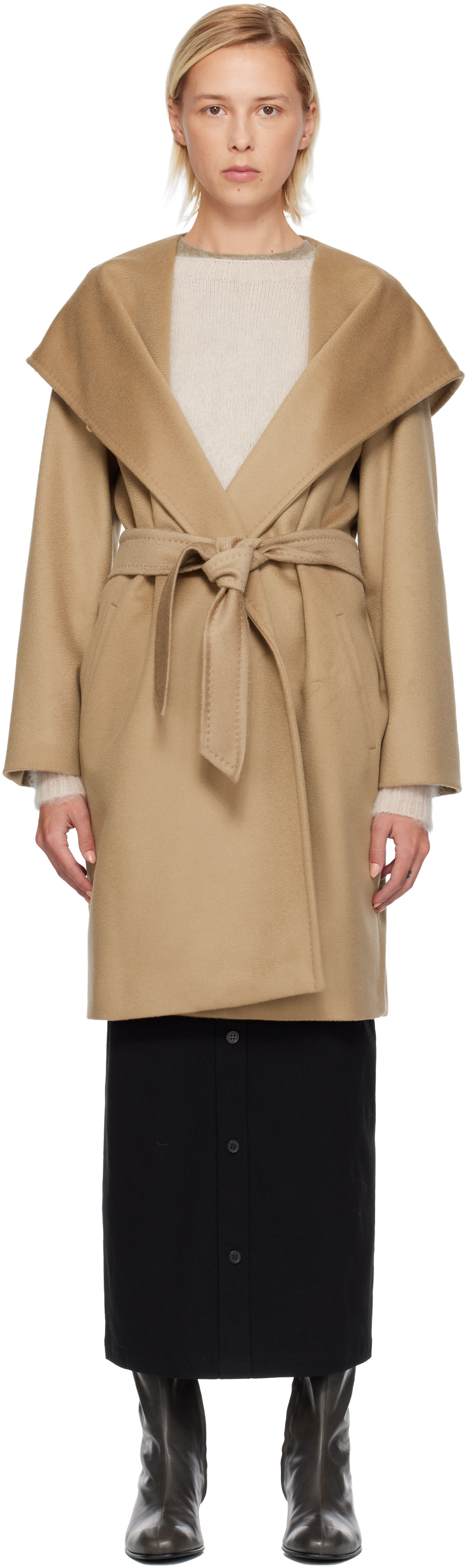 週末 SALE！美品♪MaxMara ベージュ コーディガンMサイズ Max Mara: Tan Newmang Coat | SSENSE Canada