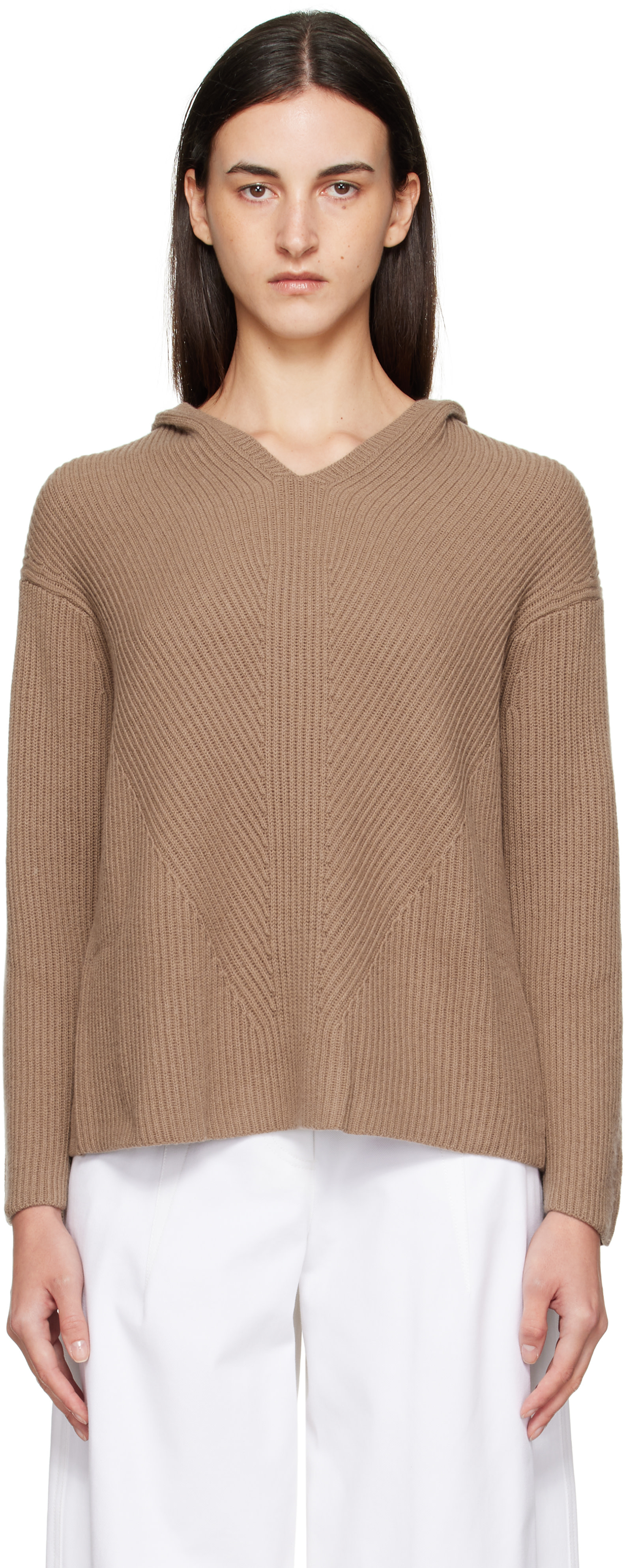 Max Mara - Pull à capuche Falcone beige