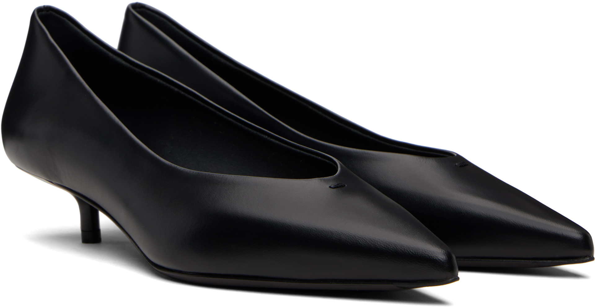 Max Mara 黒 エナメル ハイヒール Max Mara: Black Kitten Pump Heels | SSENSE