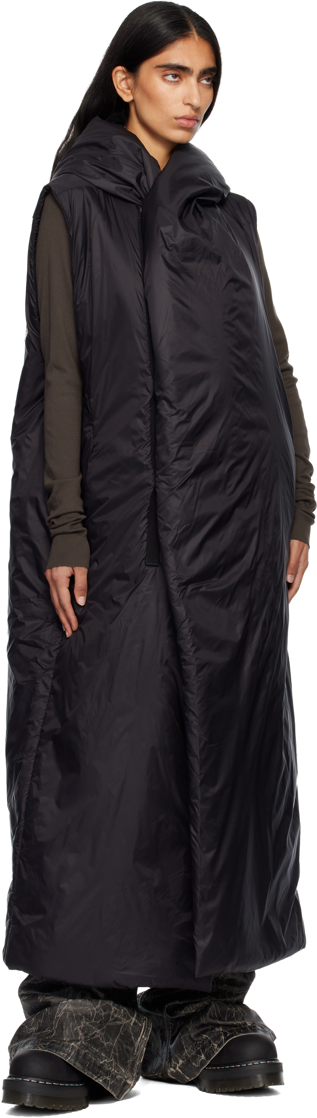Rick Owens DRKSHDW: ブラック Concordians Hooded Liner コート
