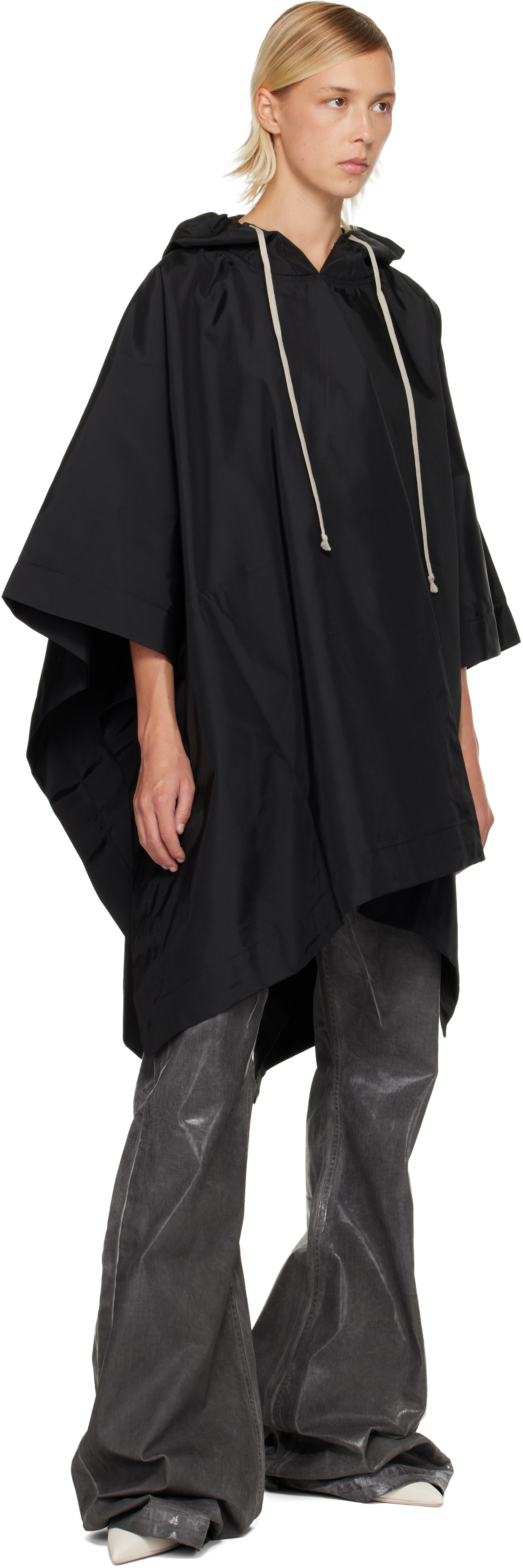 Rick Owens DRKSHDW: ブラック Concordians ポンチョ フーディ