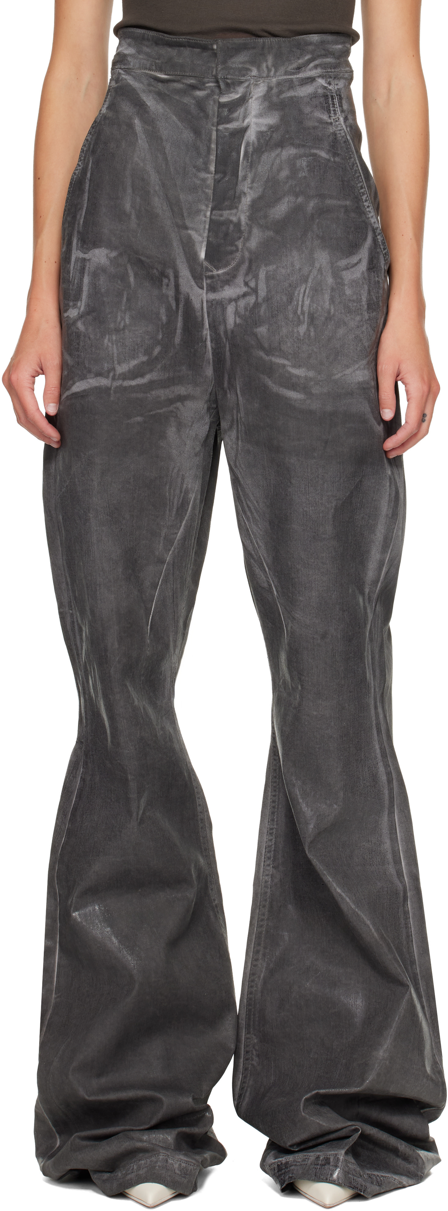 17277✨RICK OWENS DRKSHDW サルエル デニムパンツ グレー Rick Owens DRKSHDW: Gray Concordians Dirt Bolan Jeans | SSENSE