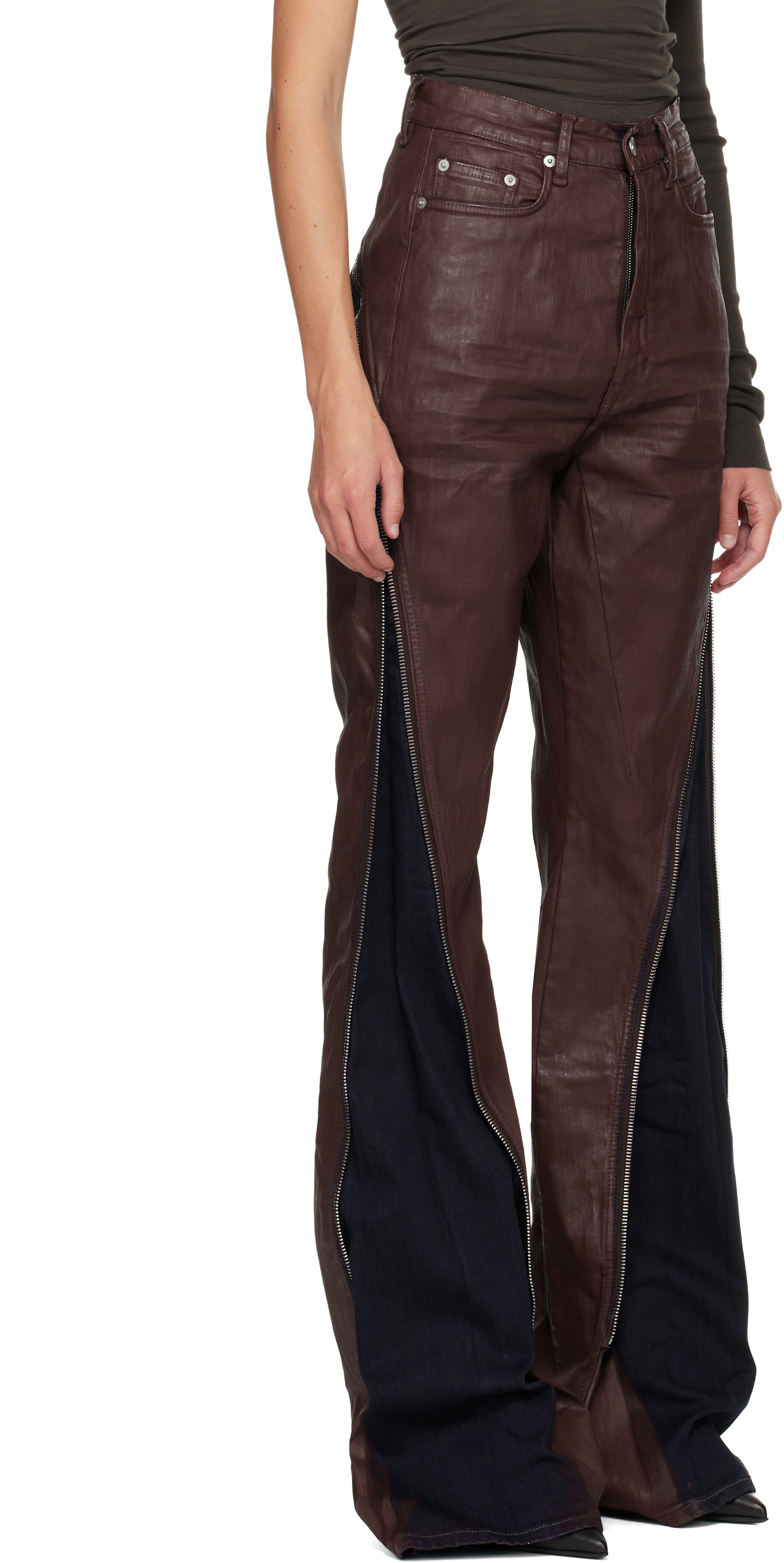 Rick Owens DRKSHDW: Burgundy Concordians Bolan Banana Jeans | SSENSE