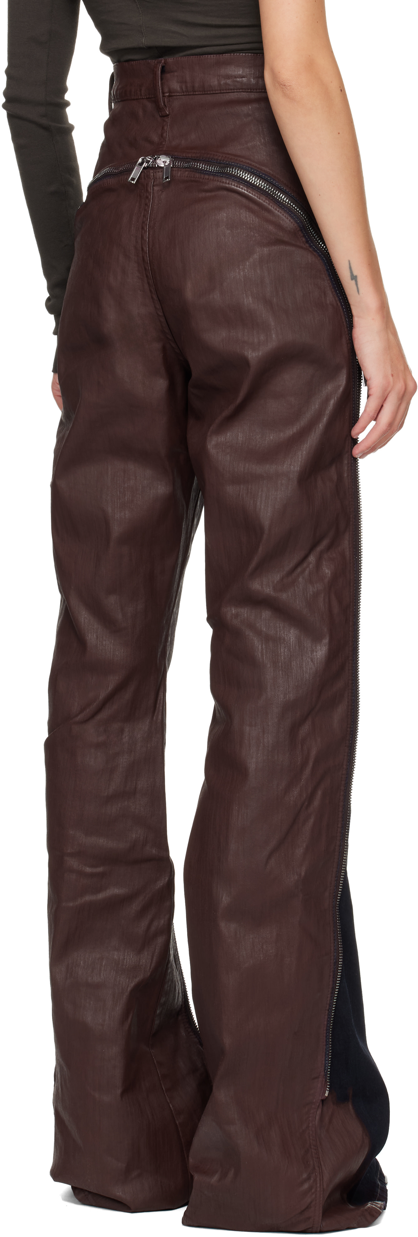 Rick Owens DRKSHDW: バーガンディ Concordians Bolan Banana ジーンズ 