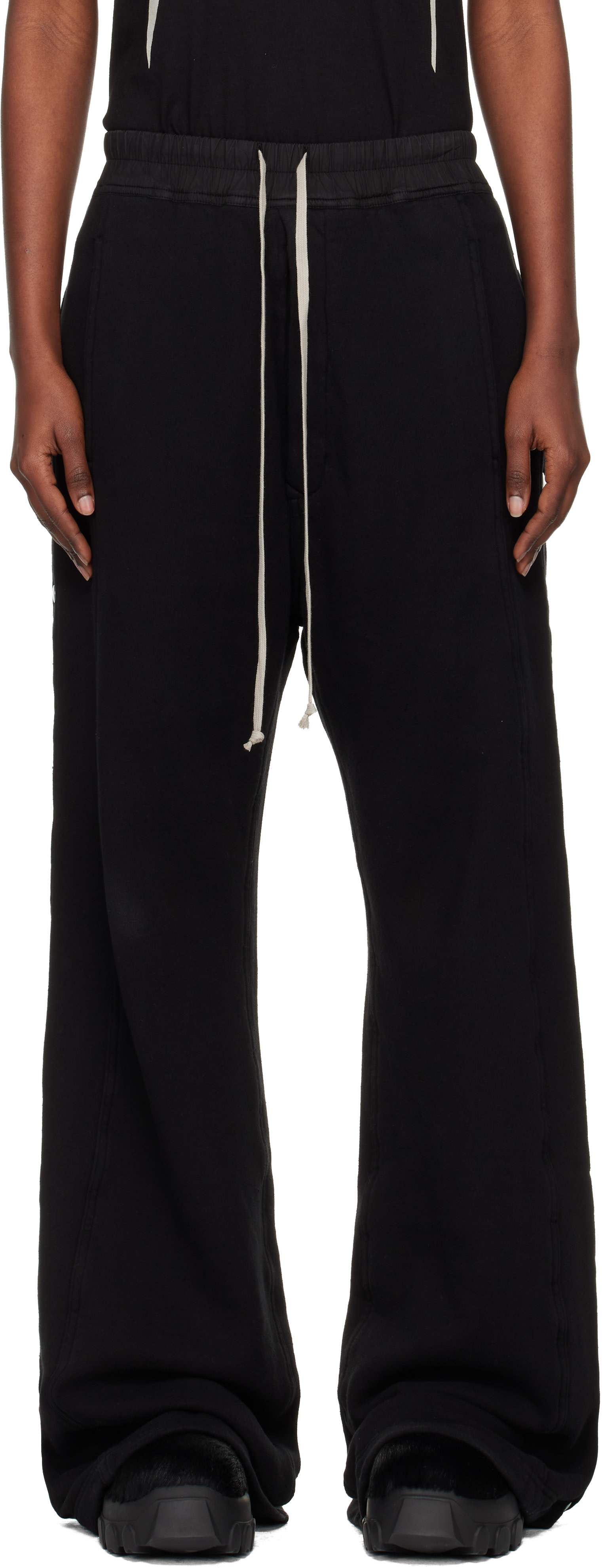 L*y様 rick owens コットンネックウォーマー Rick Owens DRKSHDW: Black Concordians Pusher Sweatpants | SSENSE