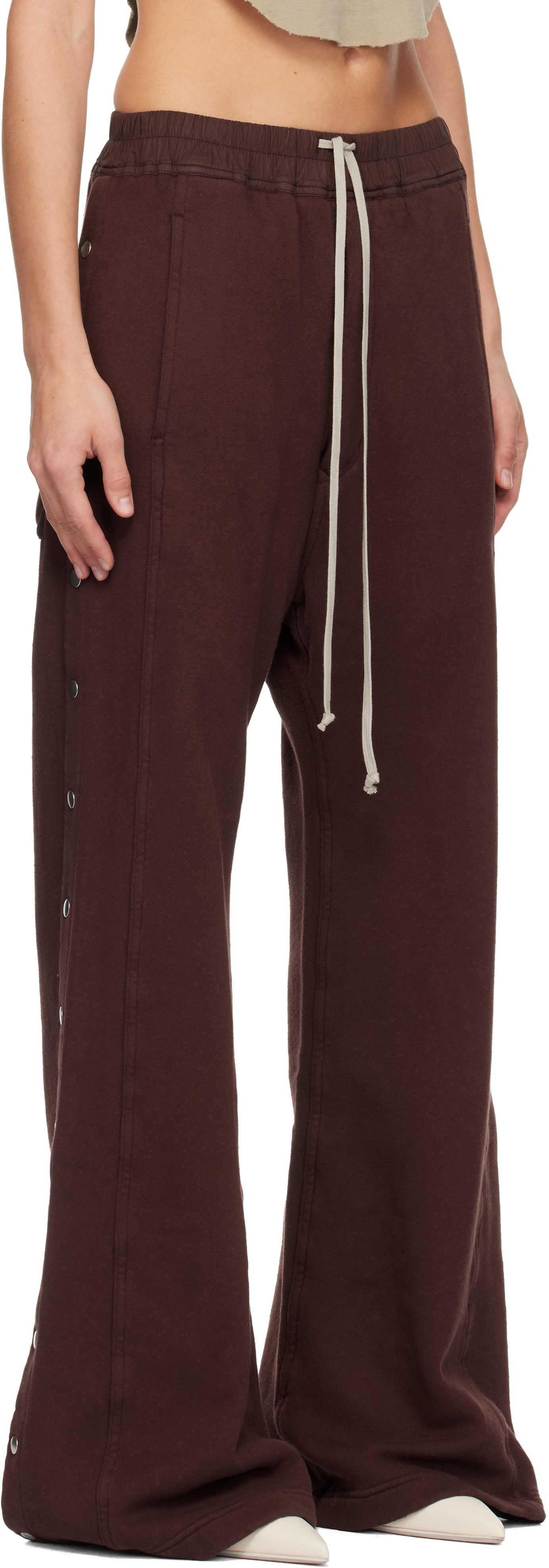 Rick Owens DRKSHDW: Burgundy Concordians Pusher Lounge Pants | SSENSE