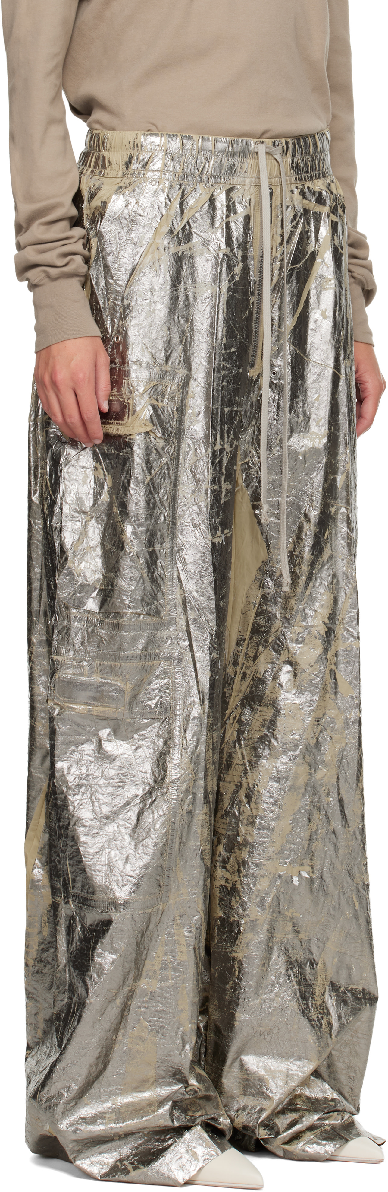 RICK OWENS シルバー Concordians Teardrop Rick Owens DRKSHDW: Silver Concordians Double Jumbo Belas Cargo