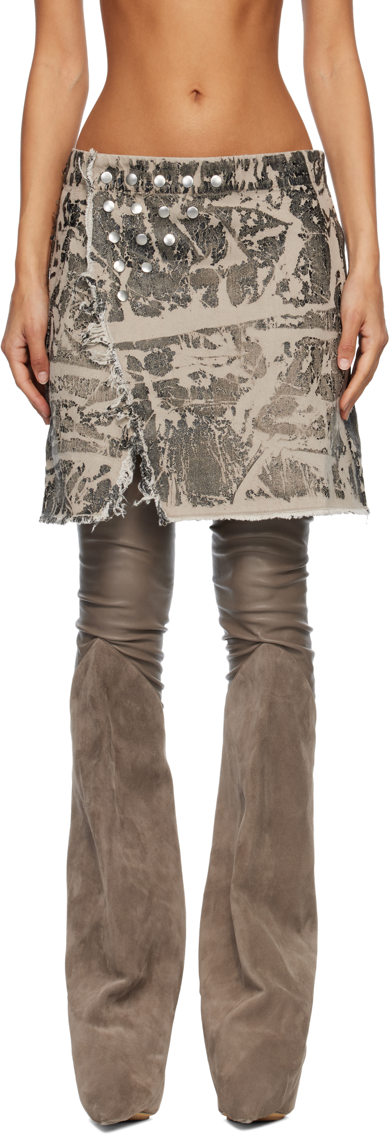 Rick Owens DRKSHDW: Black Concordians Sisysnap Denim Miniskirt