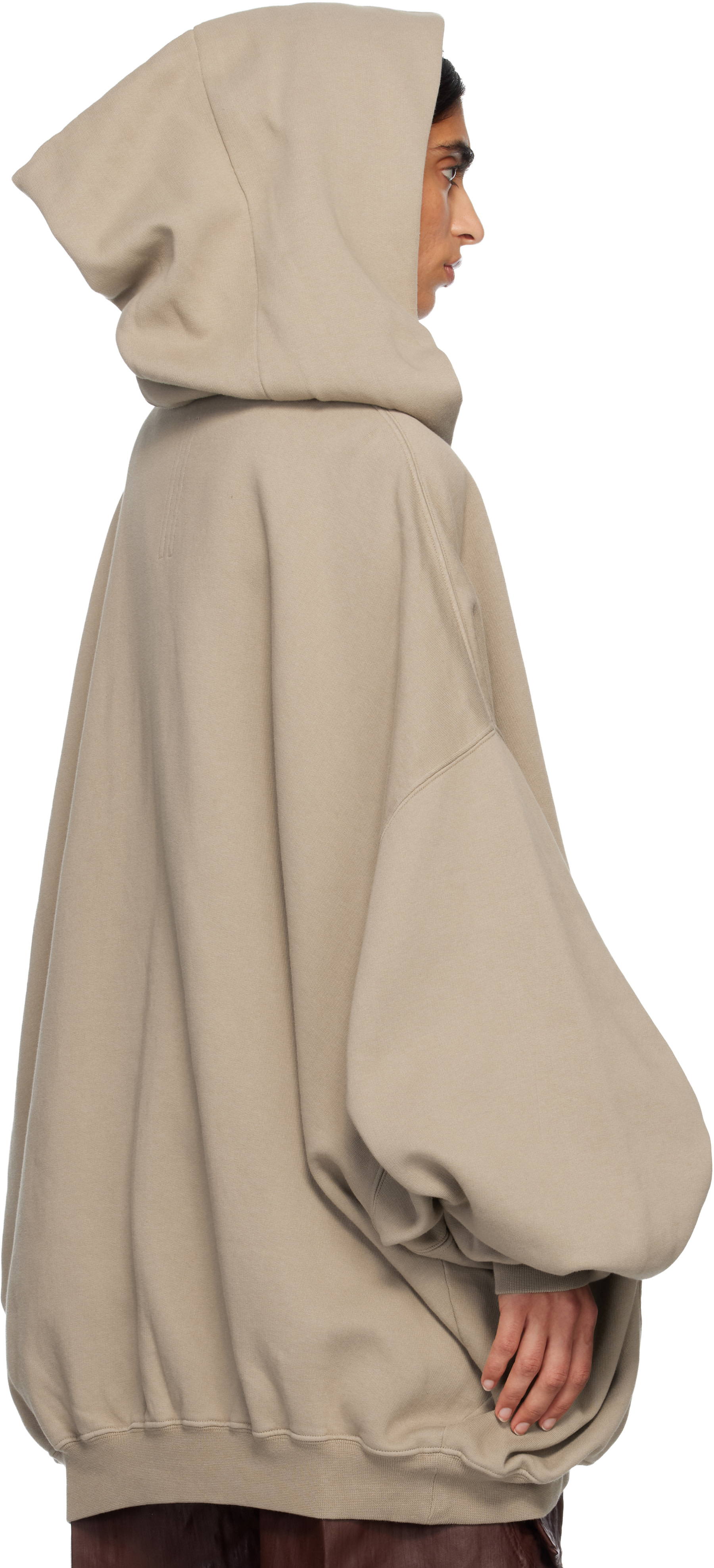 Rick Owens DRKSHDW: Taupe Concordians Megamountain Hoodie | SSENSE