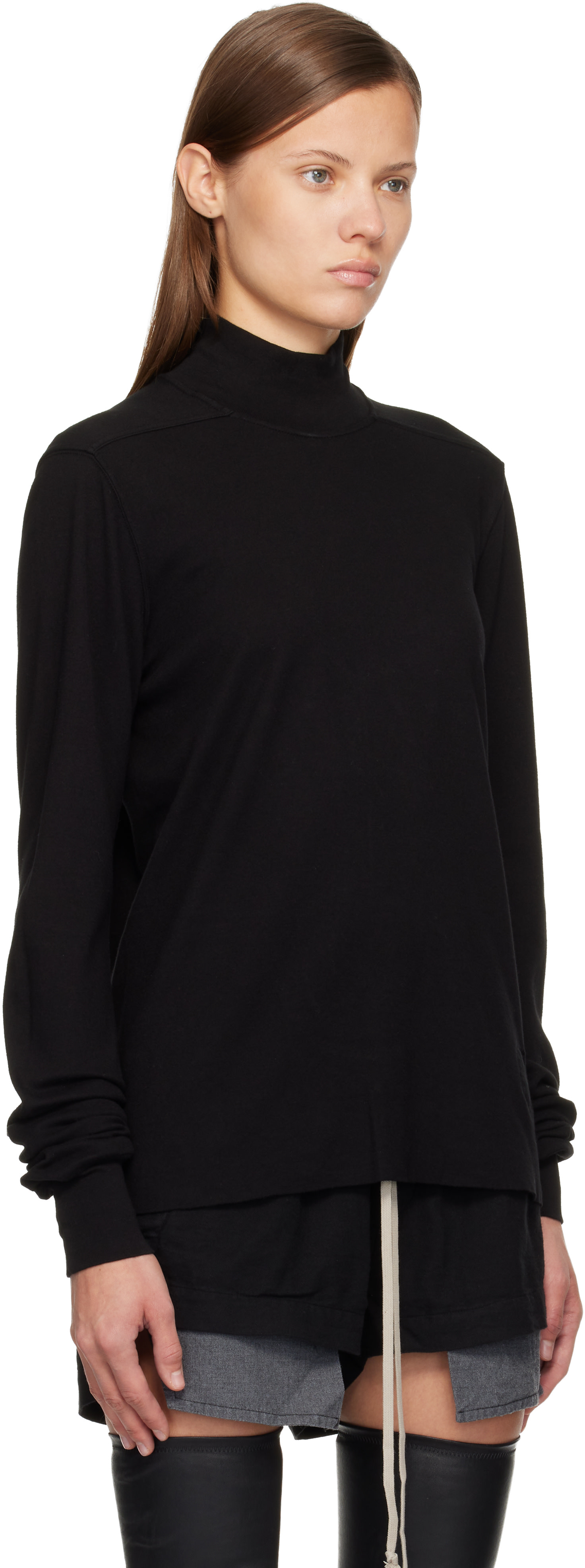 Rick Owens DRKSHDW: Black Concordians Headon Dbl Turtleneck | SSENSE