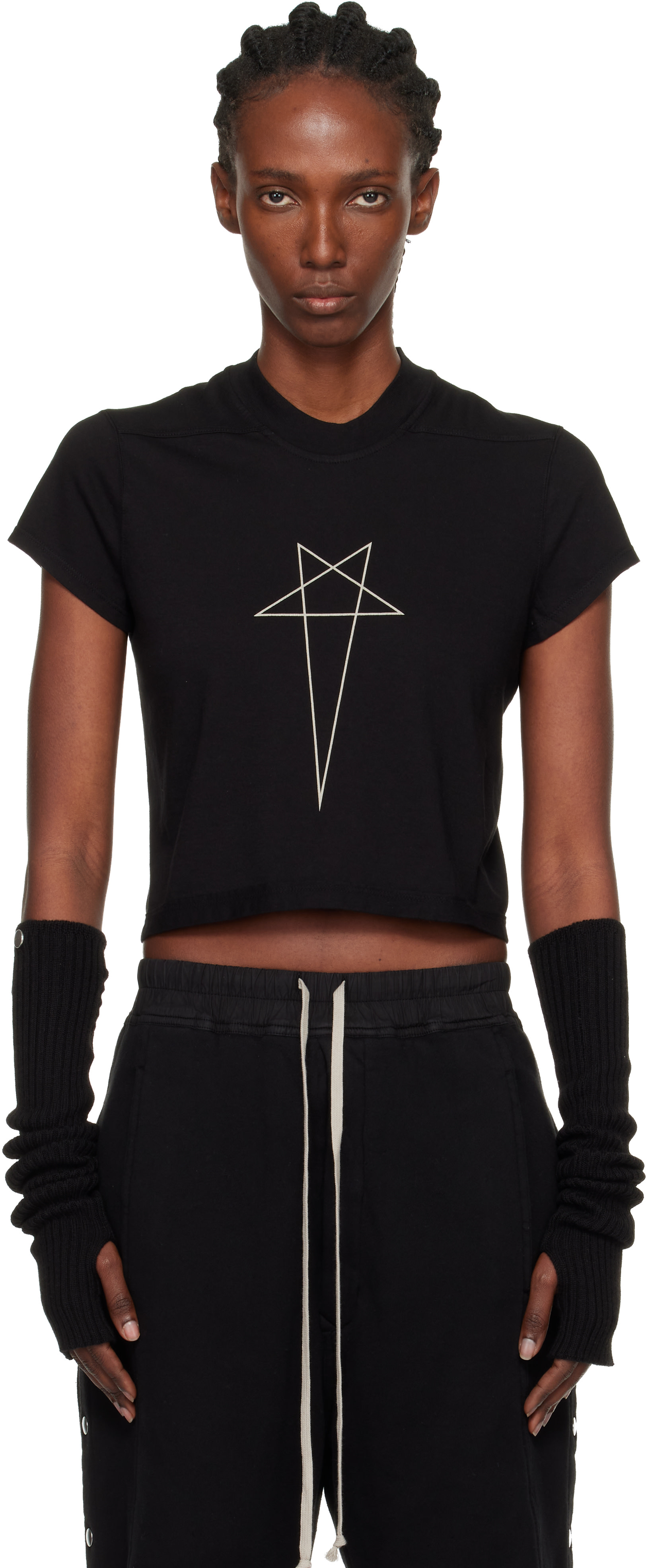 Rick Owens DRKSHDW: Black Concordians Cropped Small Level T-shirt 