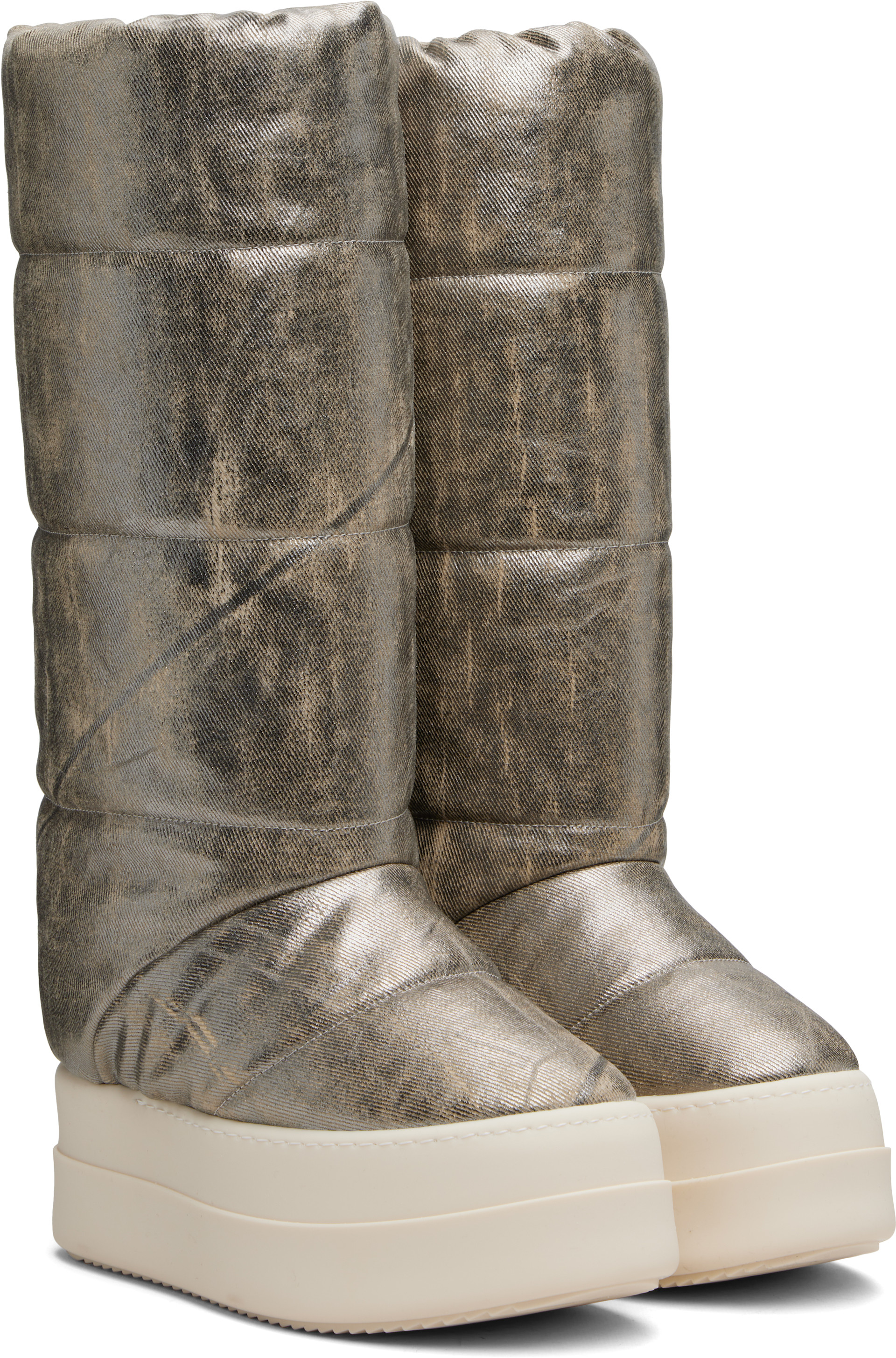 Rick Owens DRKSHDW: Silver Concordians Mega Bumper Knee High Lunar