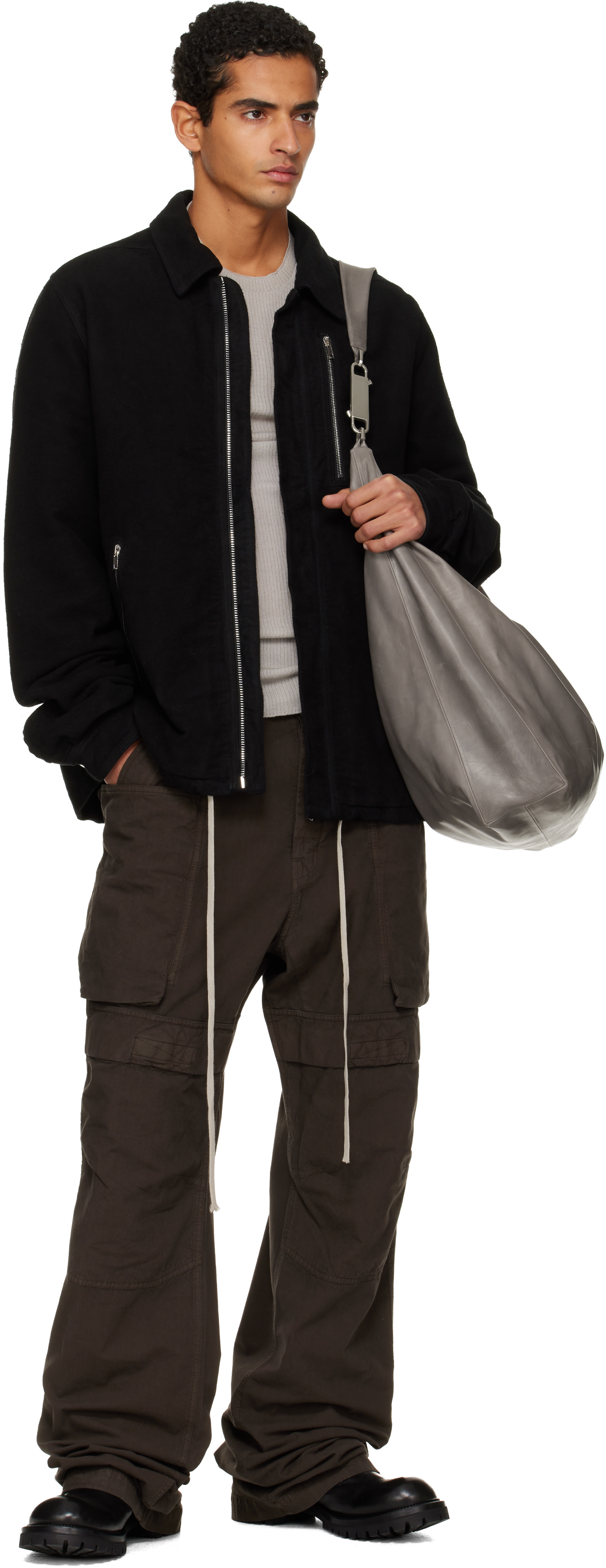Rick Owens DRKSHDW: ブラック Concealed Zipfront ジャケット