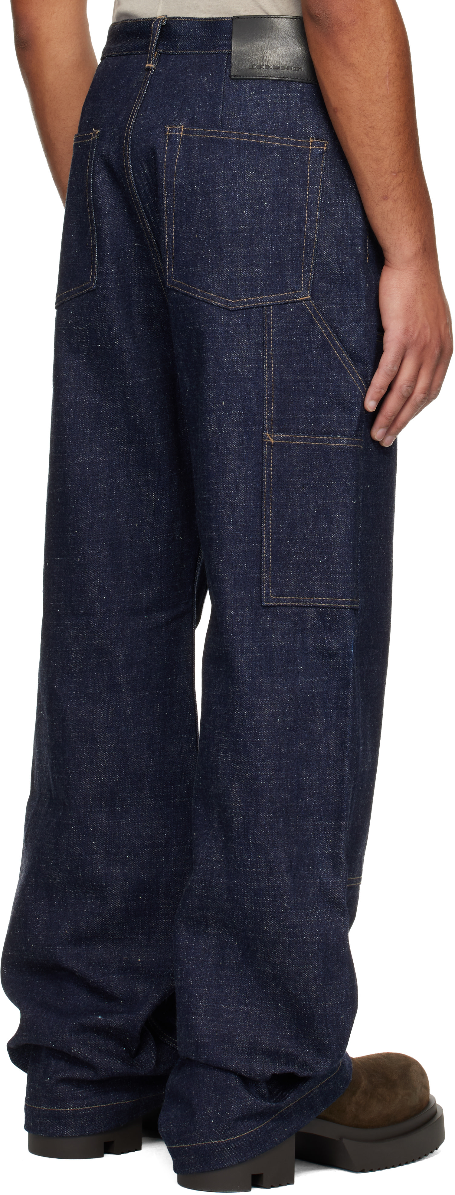 Rick Owens DRKSHDW: Indigo Concordians Strobe Double Knee Jeans