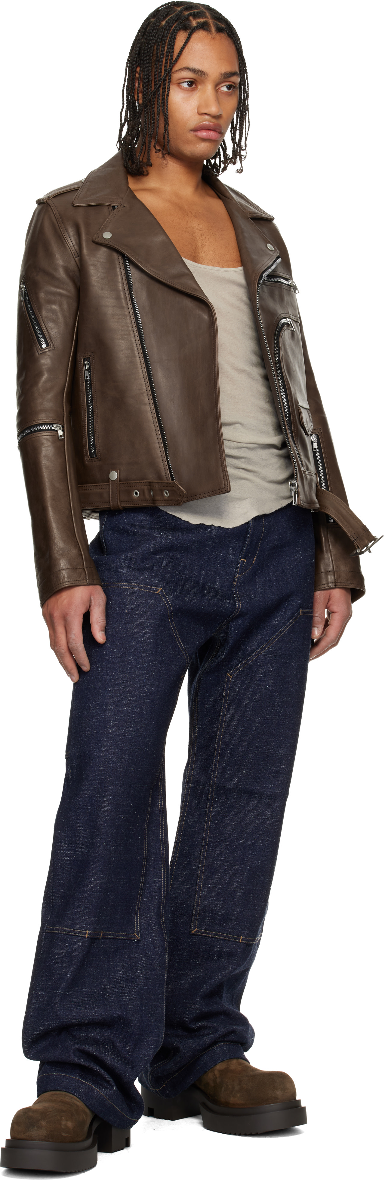 Rick Owens DRKSHDW: Indigo Concordians Strobe Double Knee Jeans