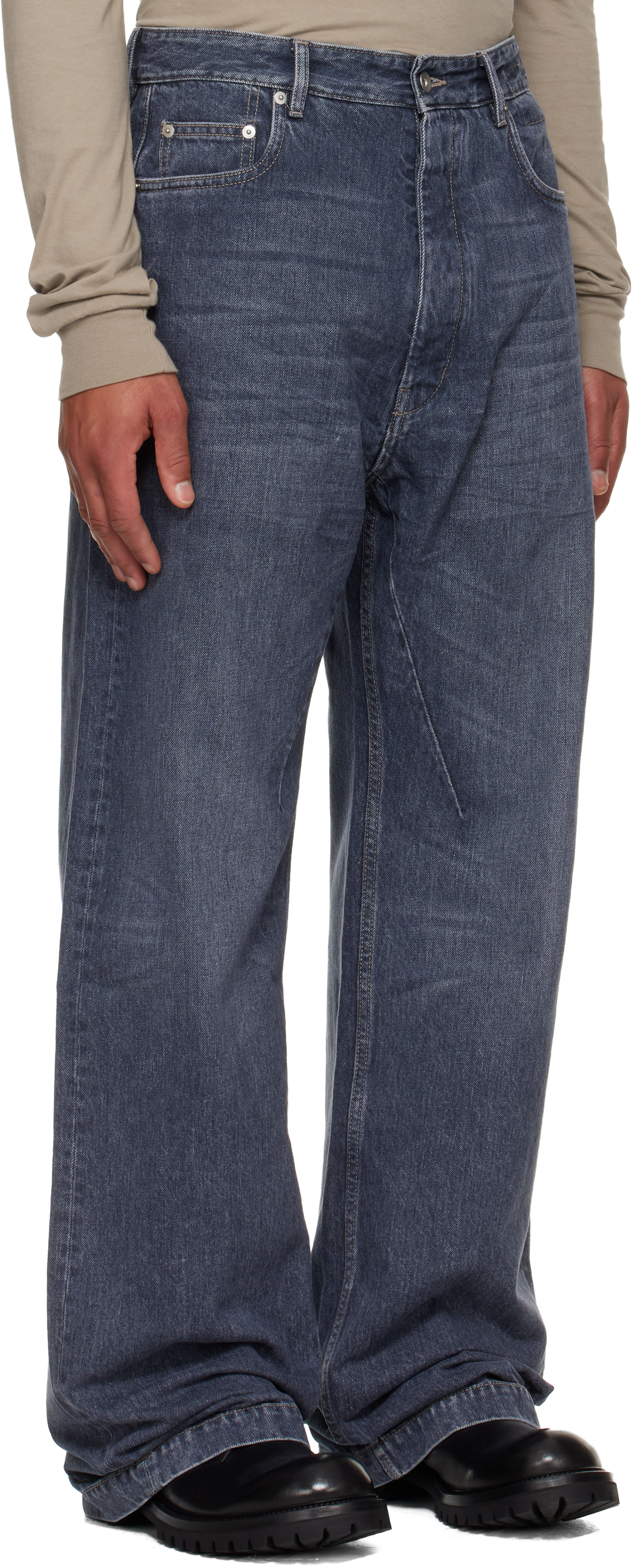 Rick Owens DRKSHDW: Blue Concordians Geth Jeans | SSENSE