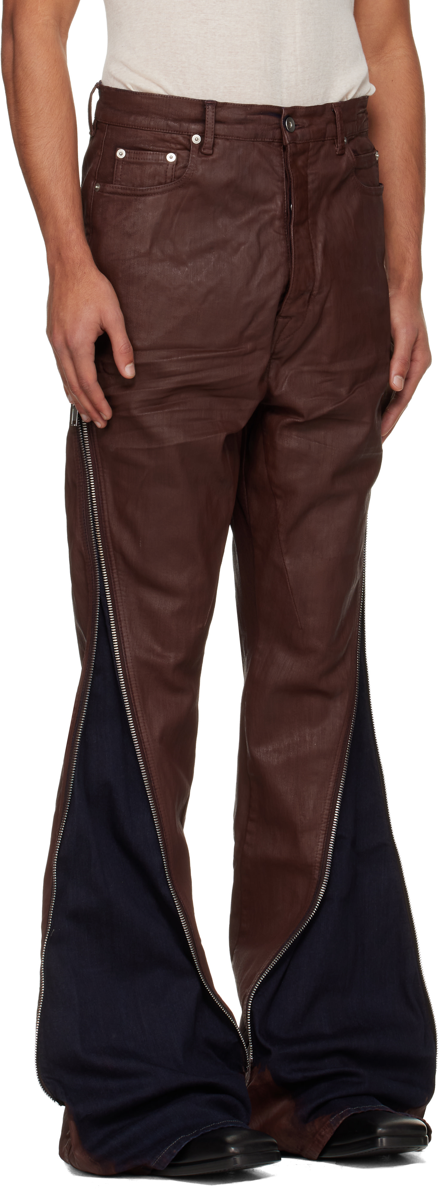 Rick Owens DRKSHDW: Burgundy Concordians Bolan Banana Jeans | SSENSE