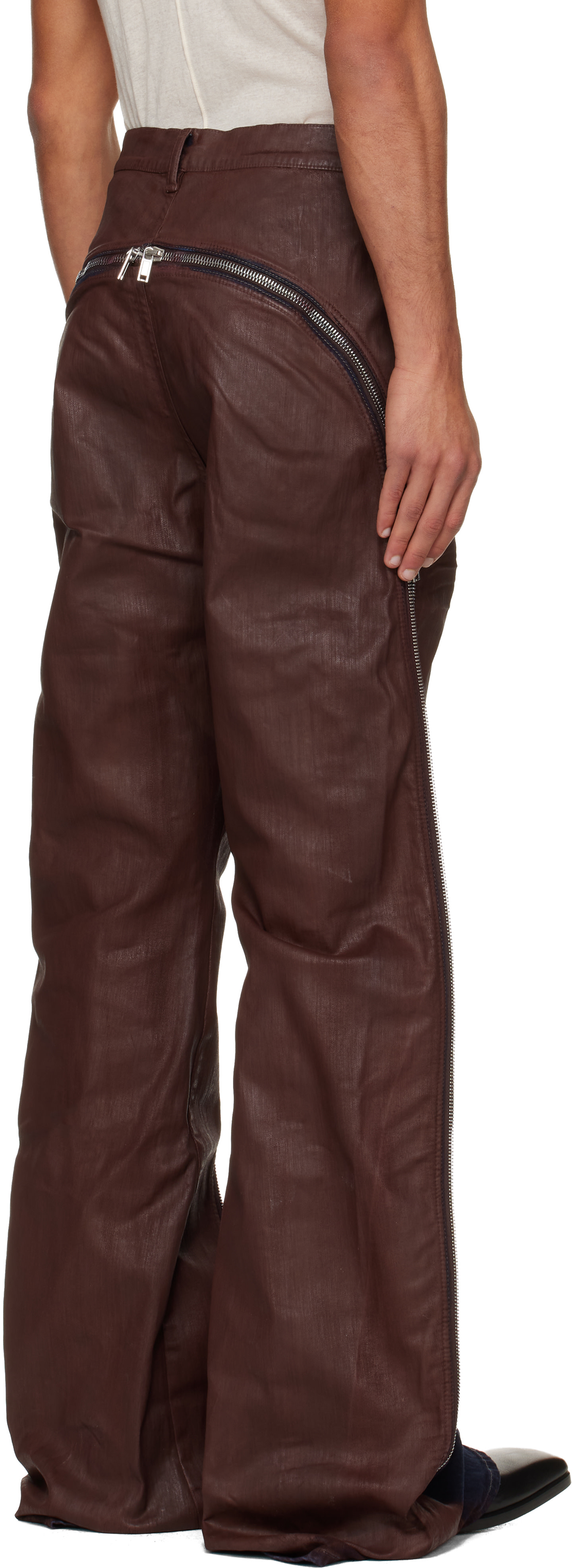 Rick Owens DRKSHDW: Burgundy Concordians Bolan Banana Jeans | SSENSE