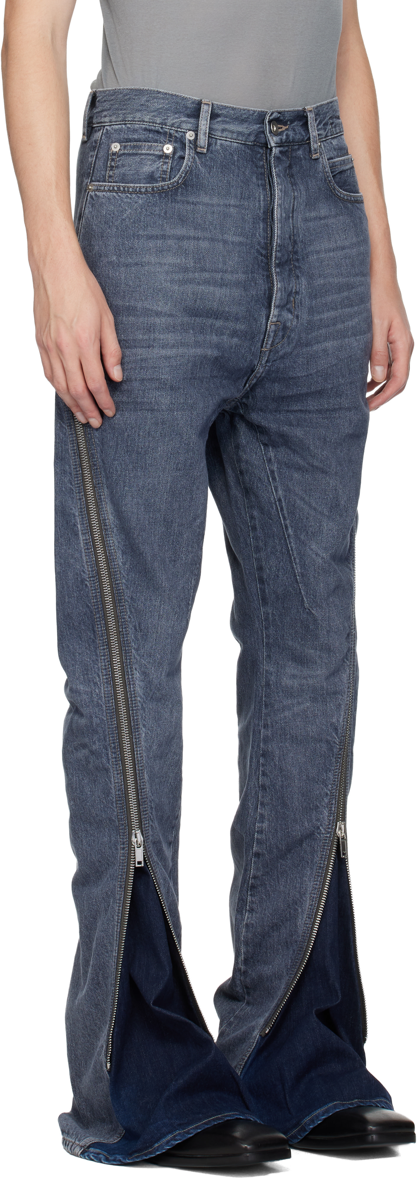 Rick Owens DRKSHDW: Blue Concordians Bolan Banana Jeans | SSENSE