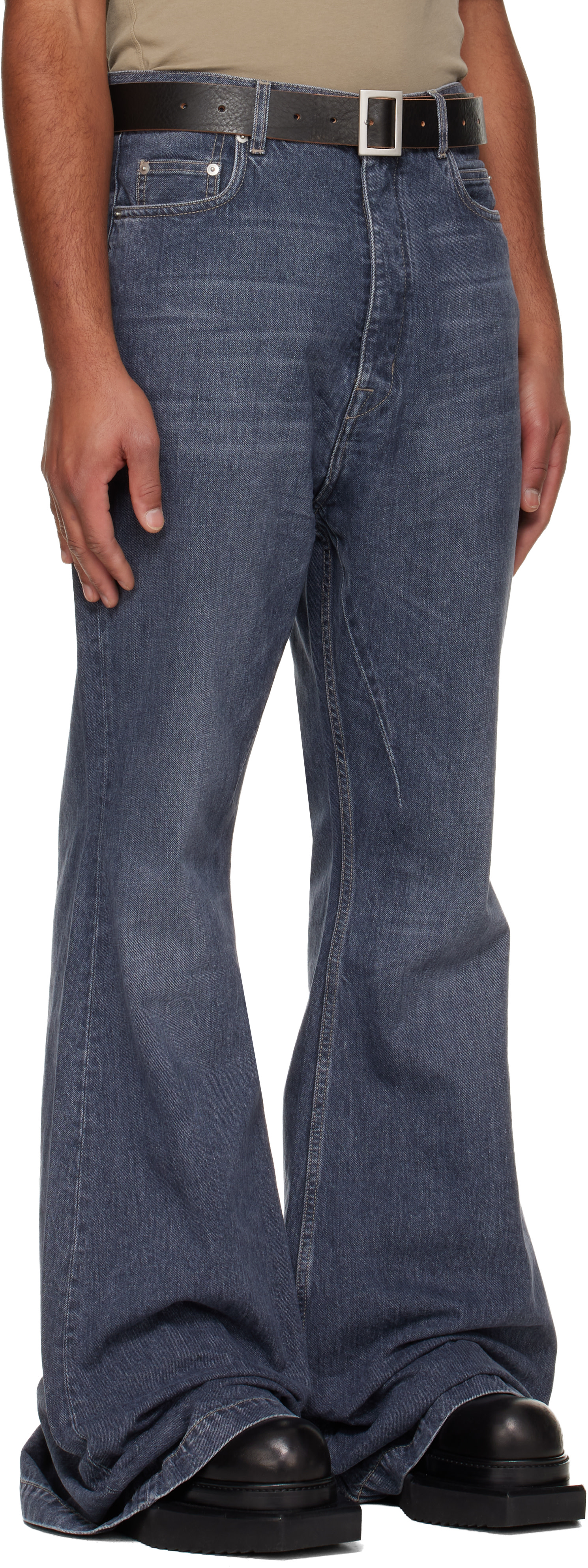 Rick Owens DRKSHDW: Blue Concordians Bolan Bootcut Jeans | SSENSE
