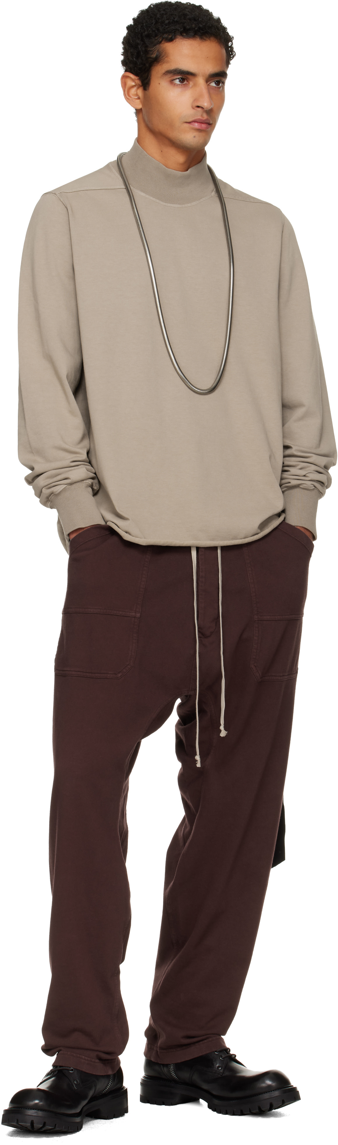 Rick Owens DRKSHDW: Taupe Concordians Headon DBL Turtleneck | SSENSE