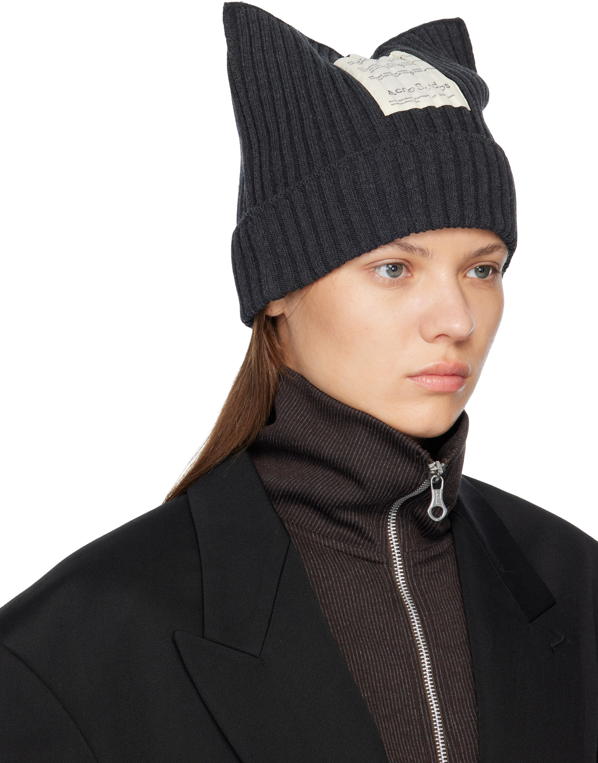 Acne Studios - 그레이 골지 비니