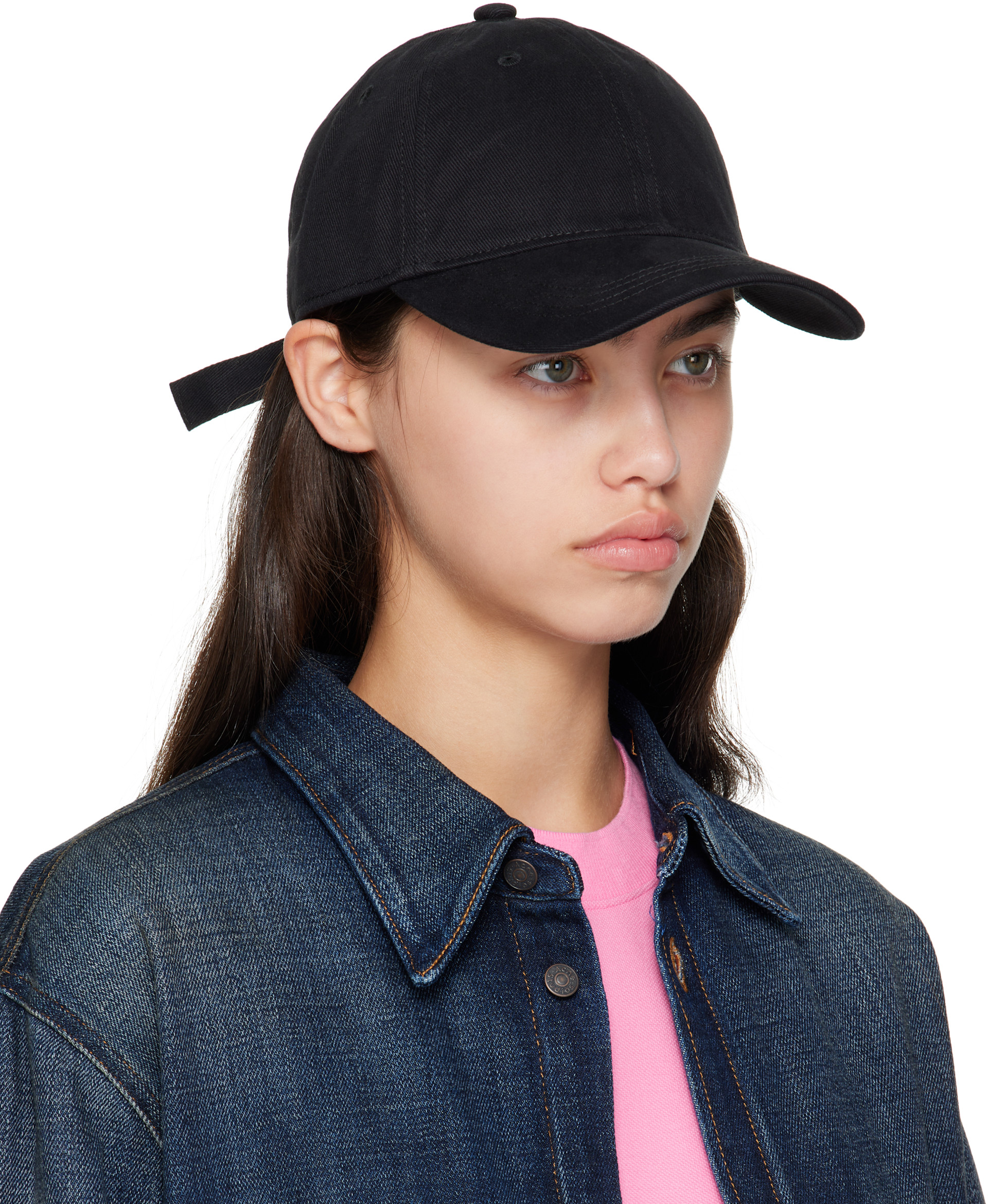 Acne Studios: ブラック ツイル ロゴ キャップ | SSENSE 日本