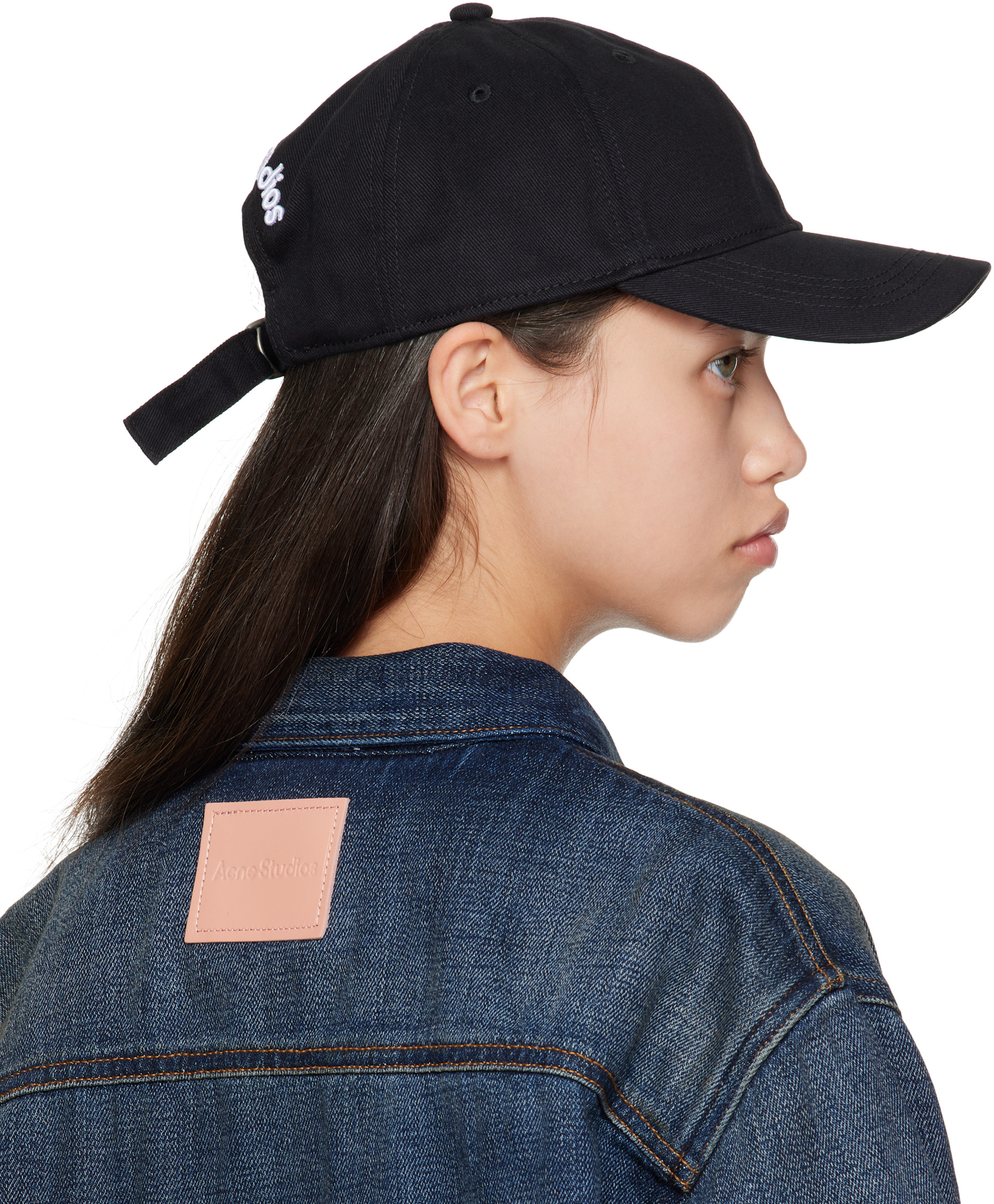 Acne Studios: ブラック ツイル ロゴ キャップ | SSENSE 日本
