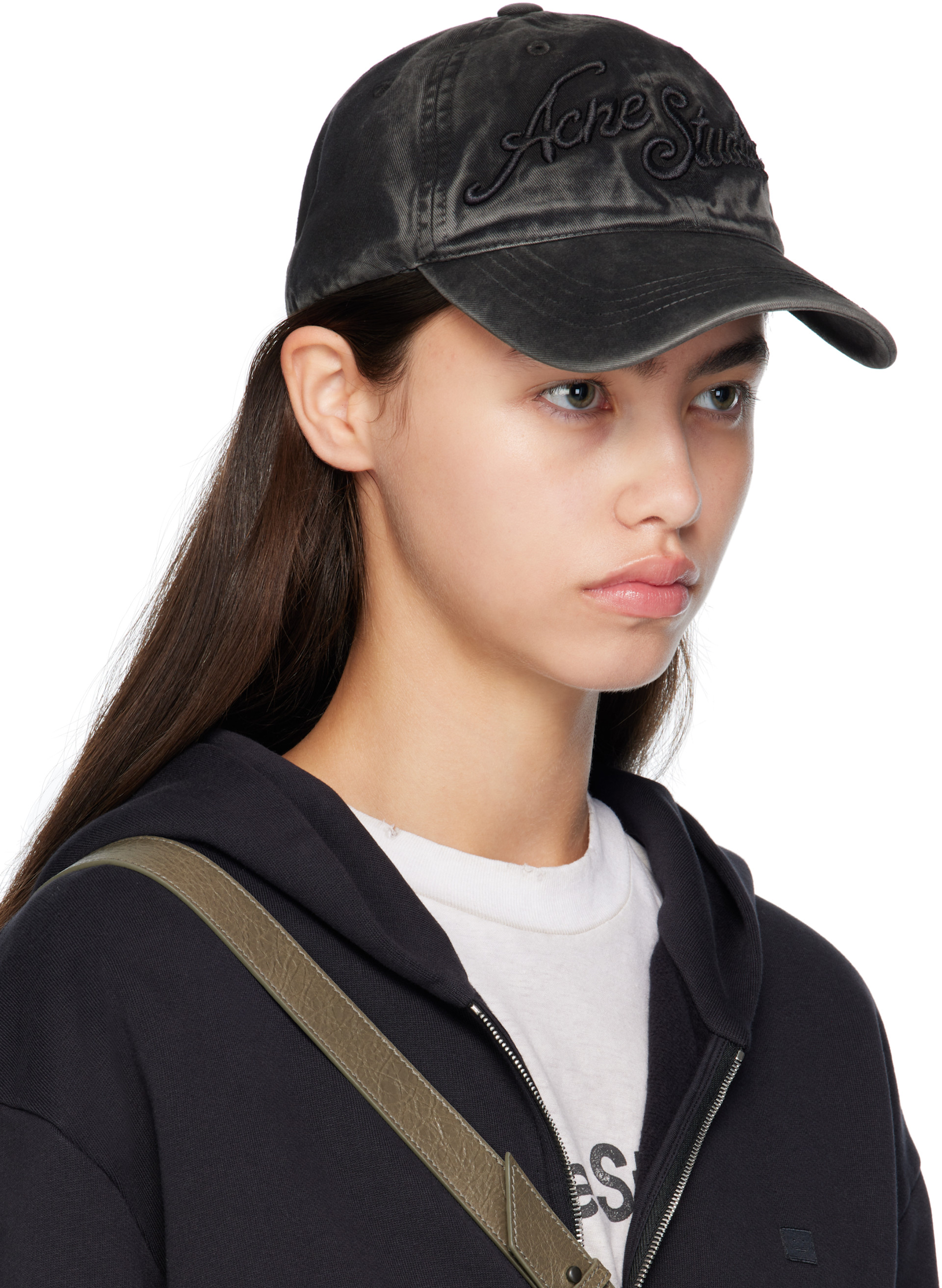 Acne Studios: Black Logo Cap | SSENSE Acne Studios: Black Logo Cap | SSENSE