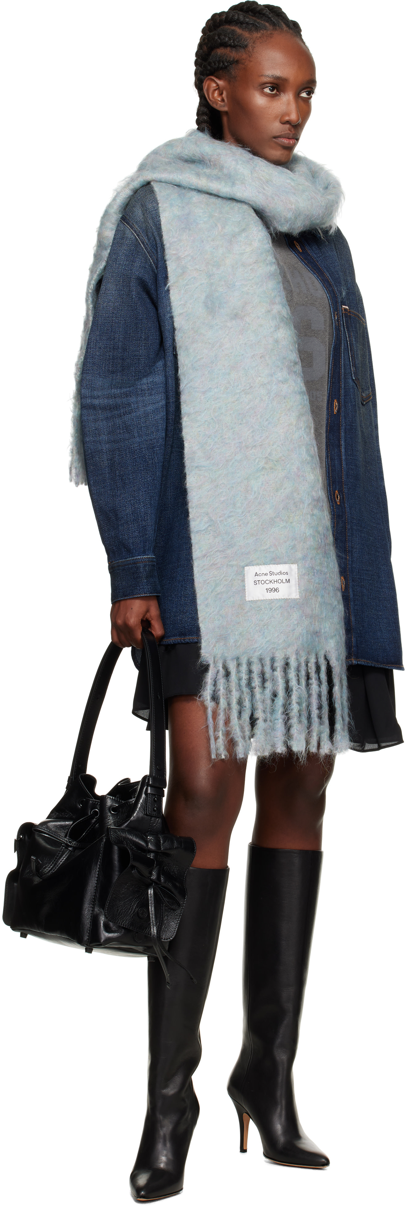 Acne Studios - Écharpe bleue en laine à logo