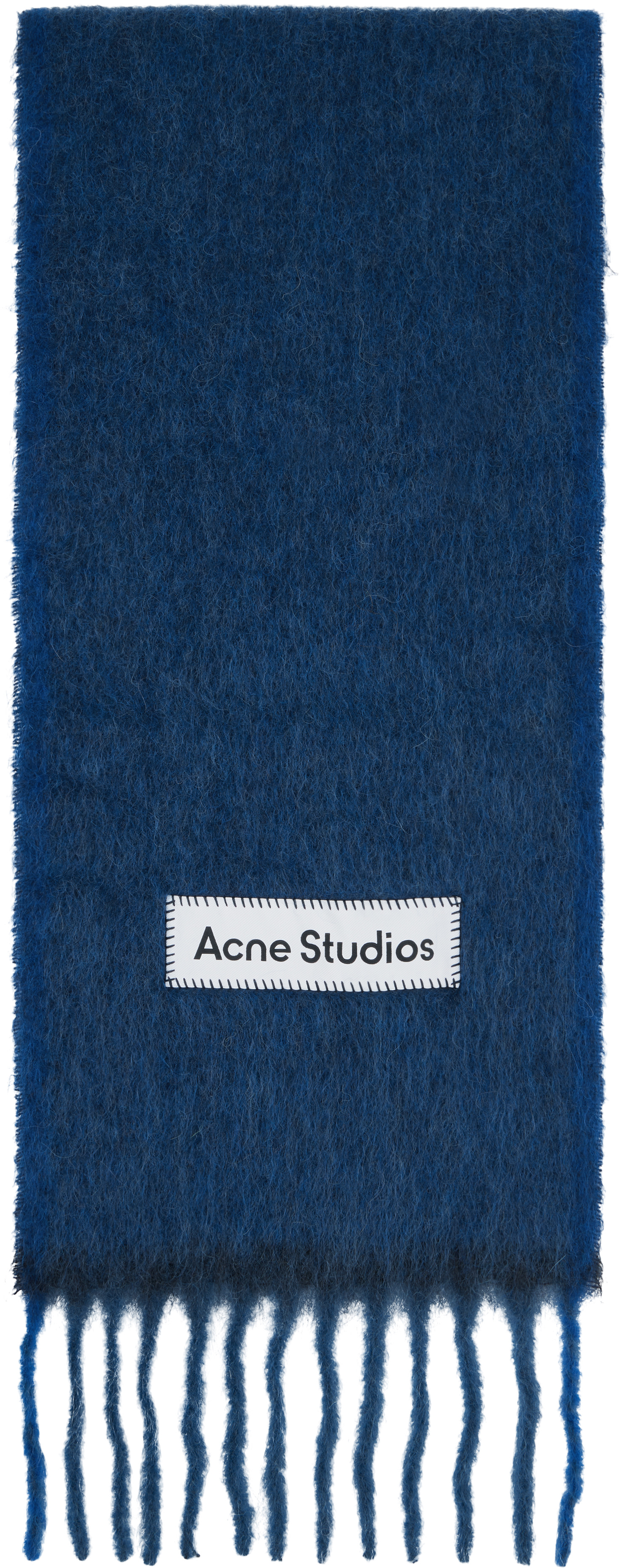 Acne Studios マフラー　ロイヤルブルー Acne Studios - Mohair checked scarf - White/grey/royal blue