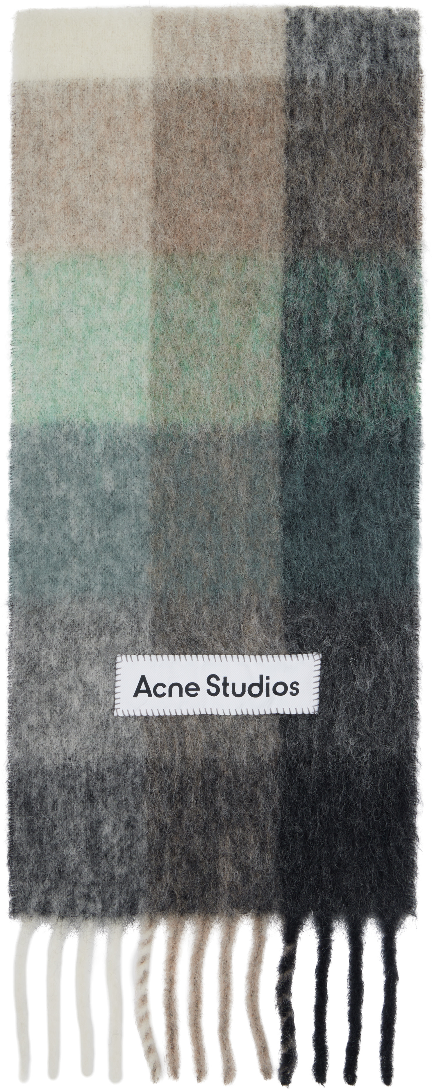 Acne Studios: マルチカラー モヘア チェック マフラー | SSENSE 日本