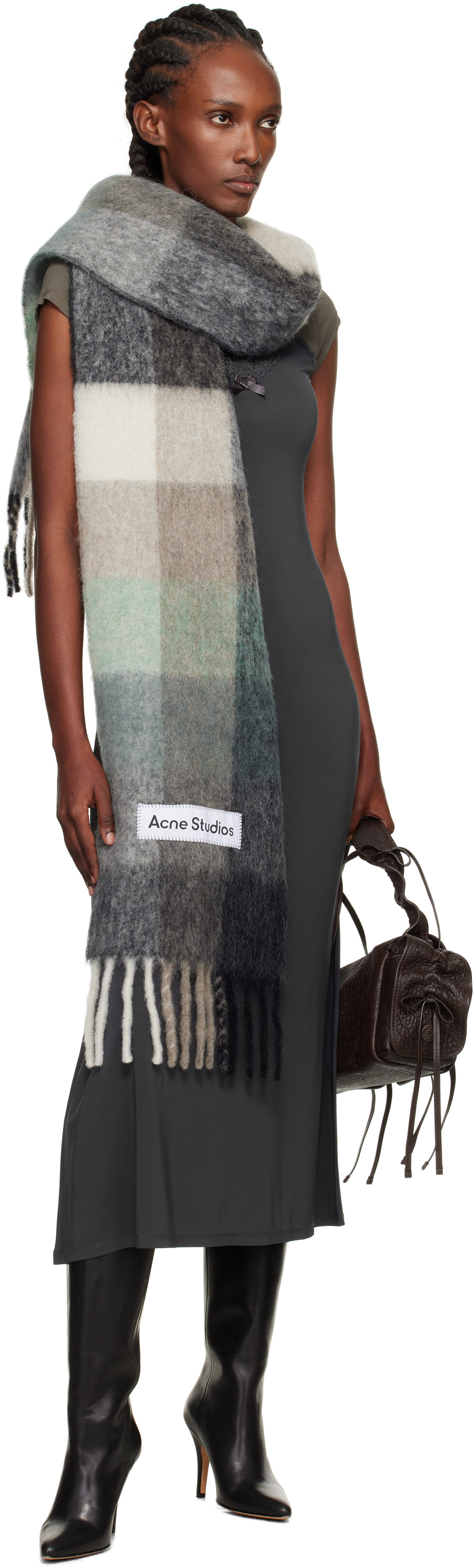 Acne Studios: Multicolor Mohair Checked Scarf | SSENSE