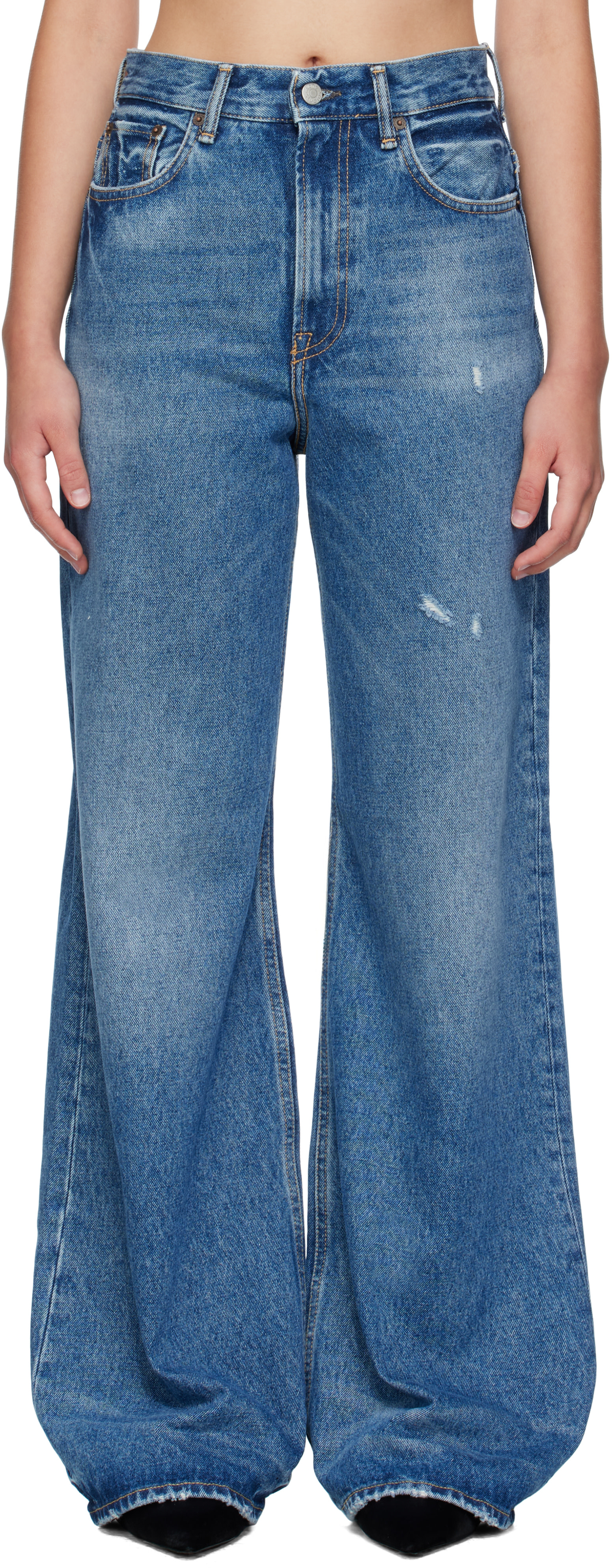 Acne Studios レディース デザインデニム ジーンズ Sサイズ Acne Studios: ブルー 2022F レギュラーフィット ジーンズ | SSENSE 日本