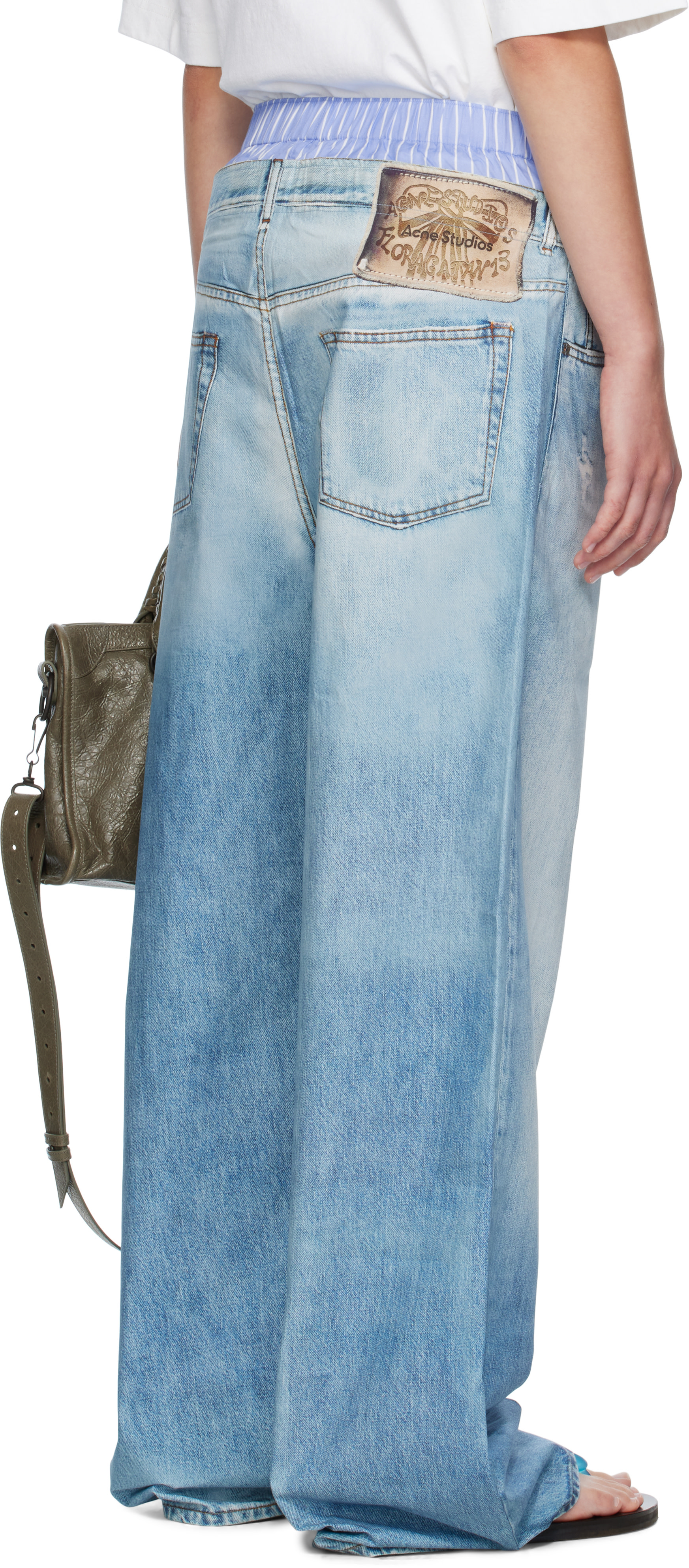 Acne Studios パッチキャンバストラウザー Acne Studios: ブルー プリント トラウザーズ | SSENSE 日本