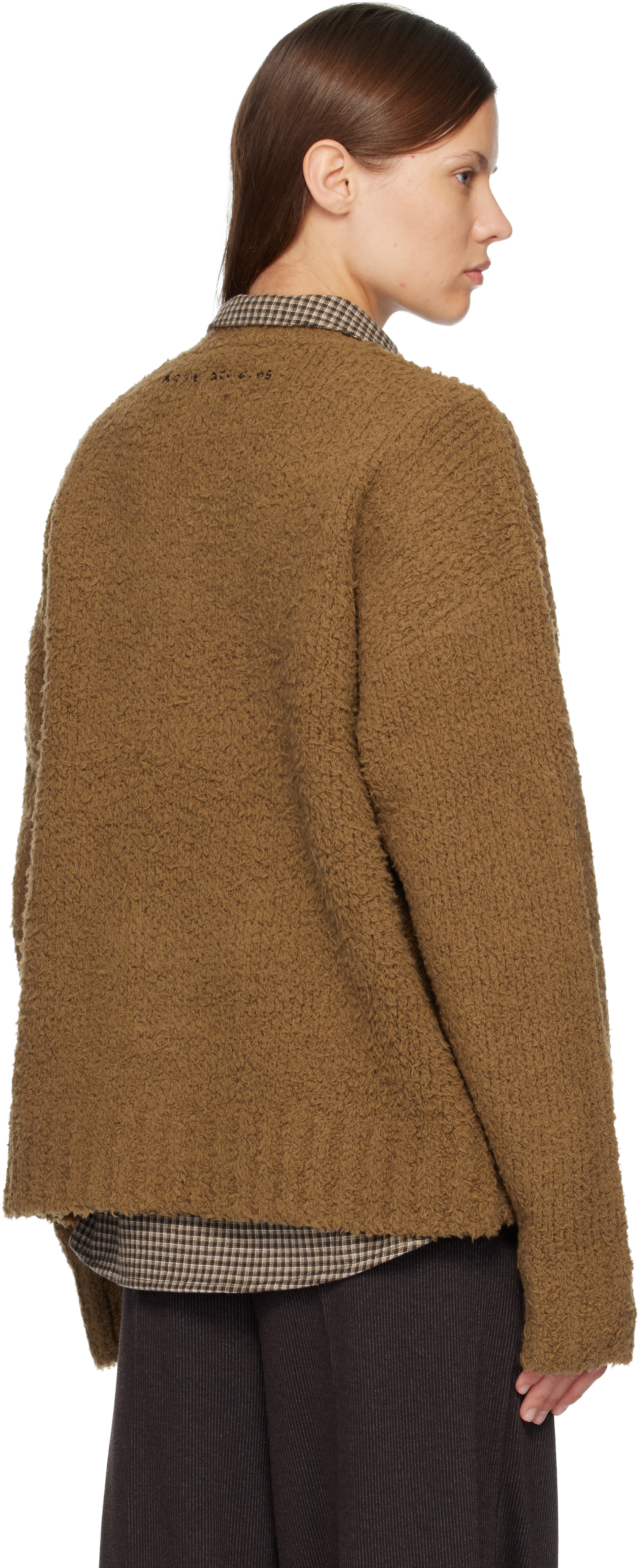 Acne Studios - Pull brun clair à col ras du cou