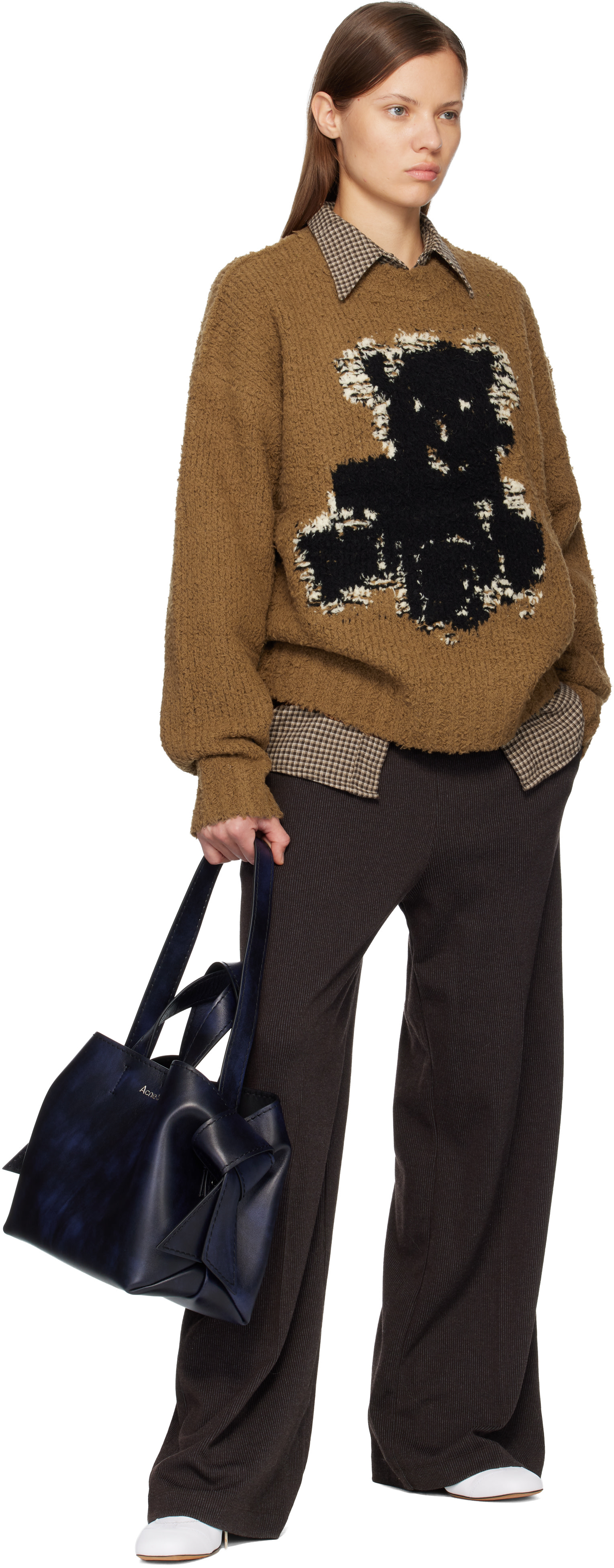 Acne Studios - Pull brun clair à col ras du cou