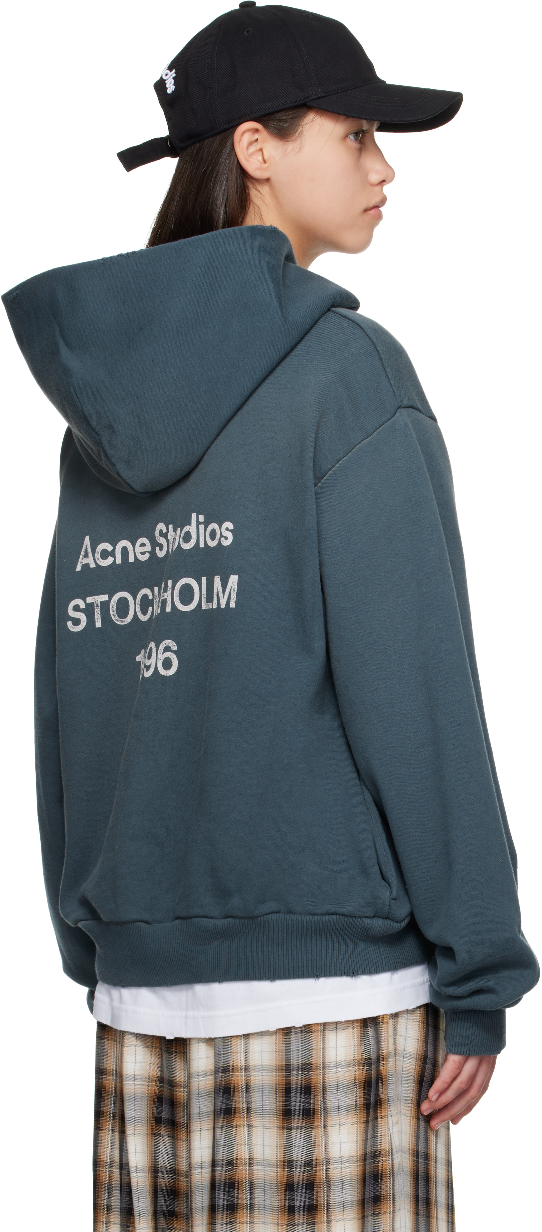 Acne Studios - Pull à capuche bleu à logo