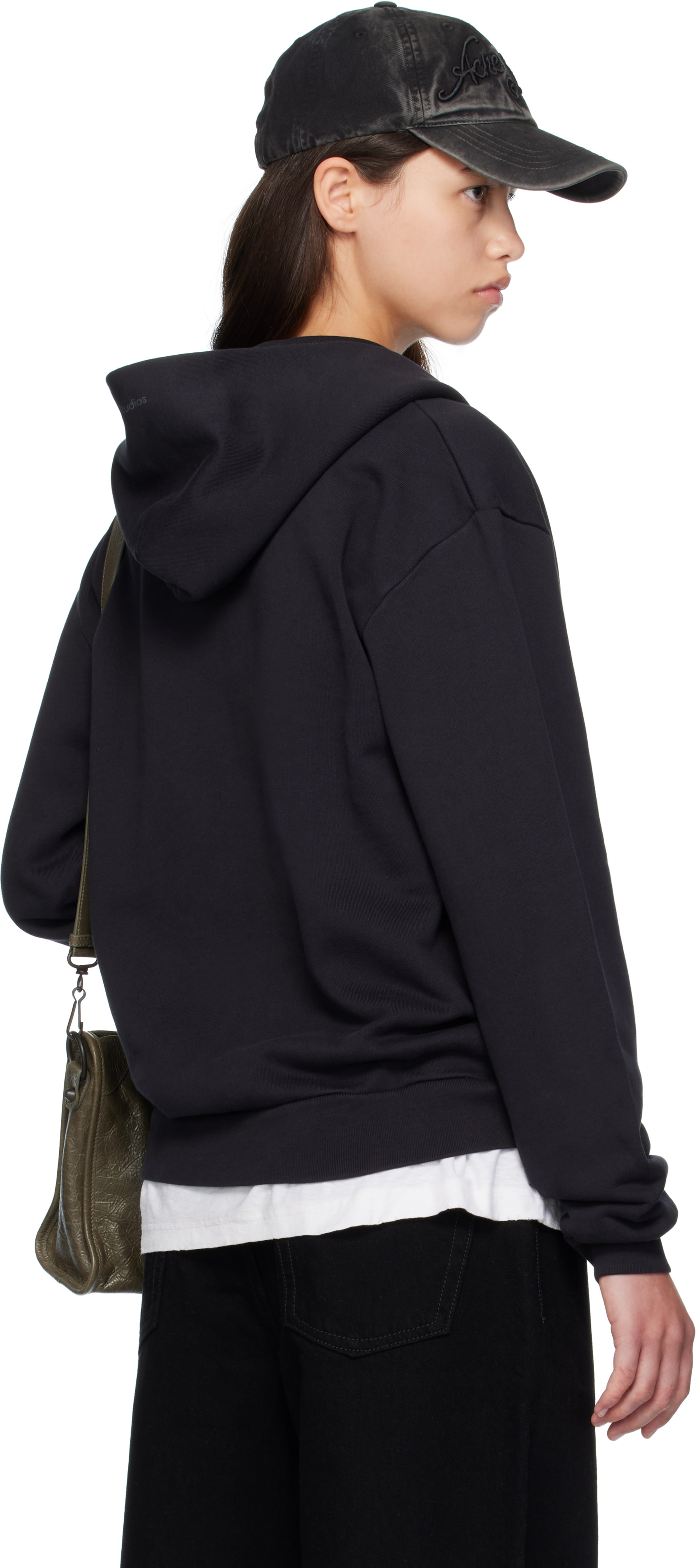 Acne Studios - Pull à capuche noir à glissière