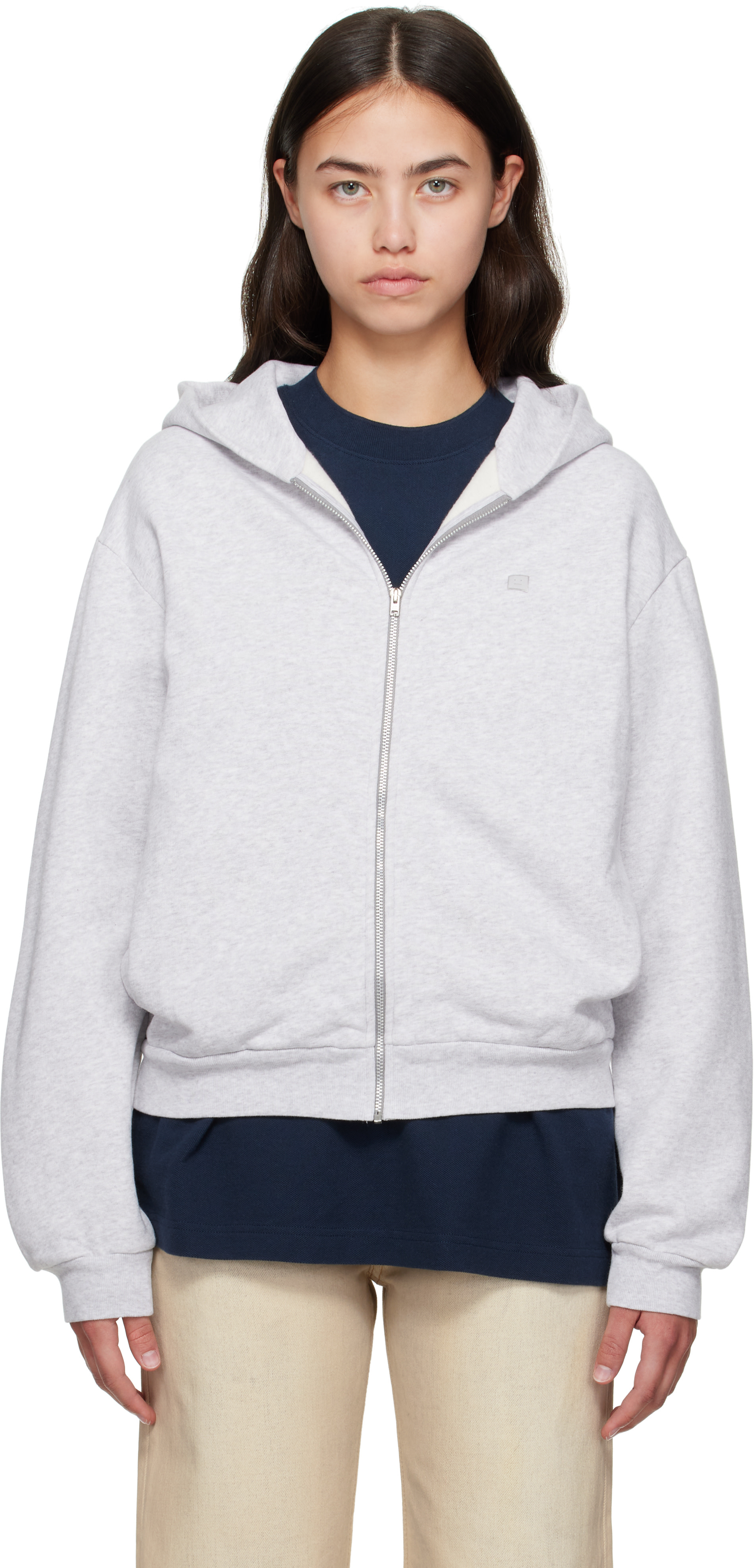 Acne Studios: Gray Zipper Hoodie | SSENSE