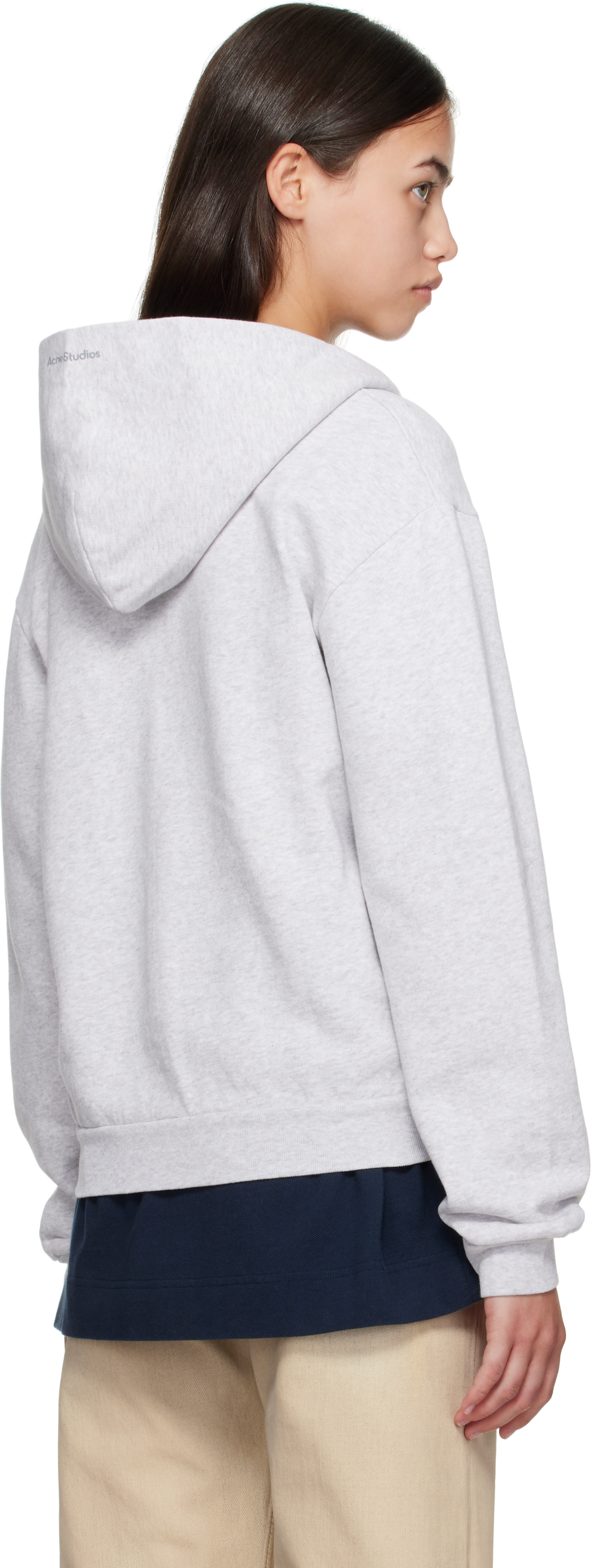 Acne Studios - Pull à capuche gris à glissière