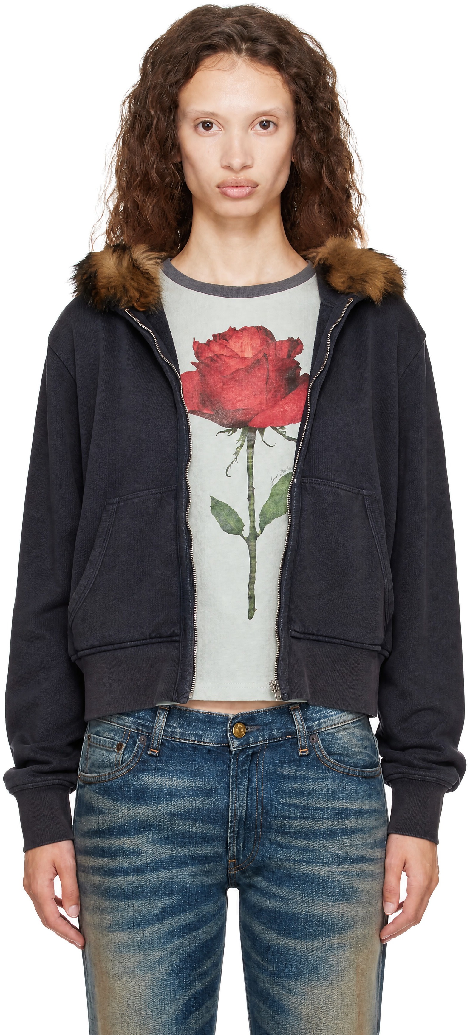 Acne Studios - Black Shearling Zip Hoodie