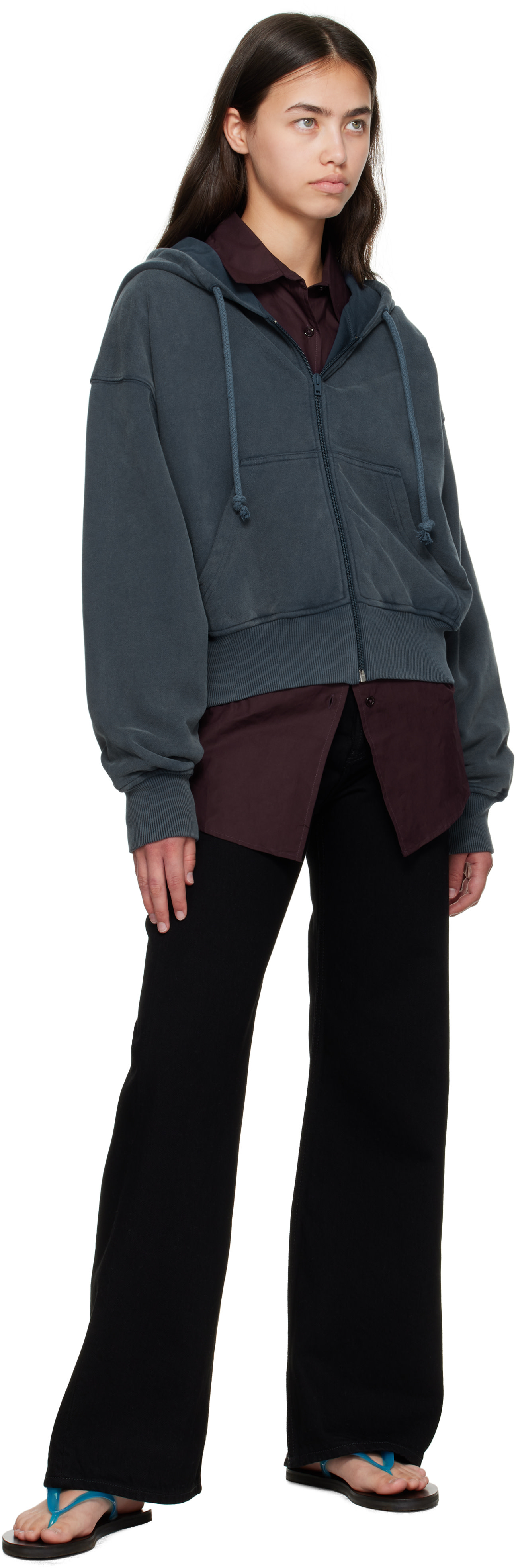 Acne Studios: Blue Zipper Hoodie | SSENSE