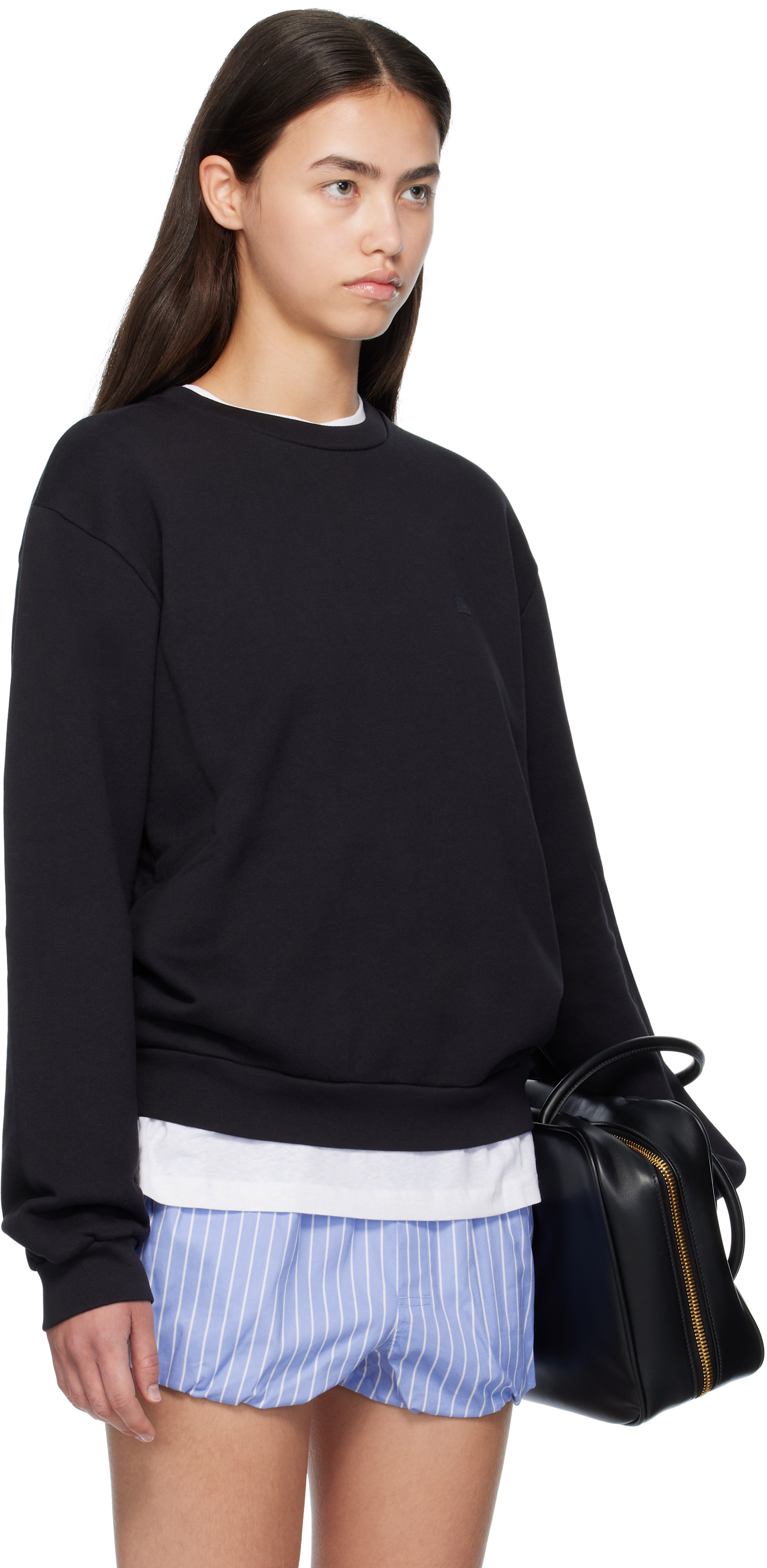 Acne Studios - Pull molletonné noir à col ras du cou