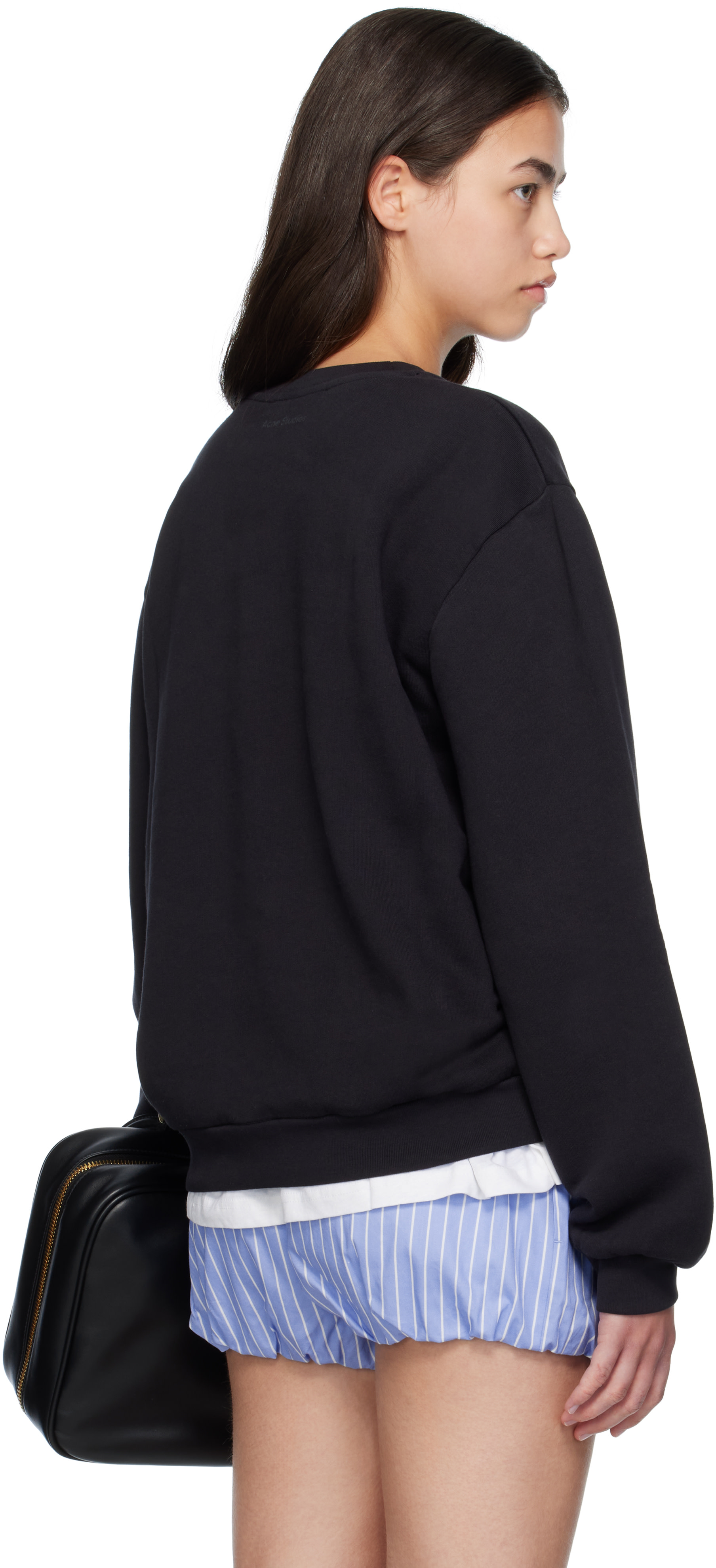 Acne Studios - Pull molletonné noir à col ras du cou