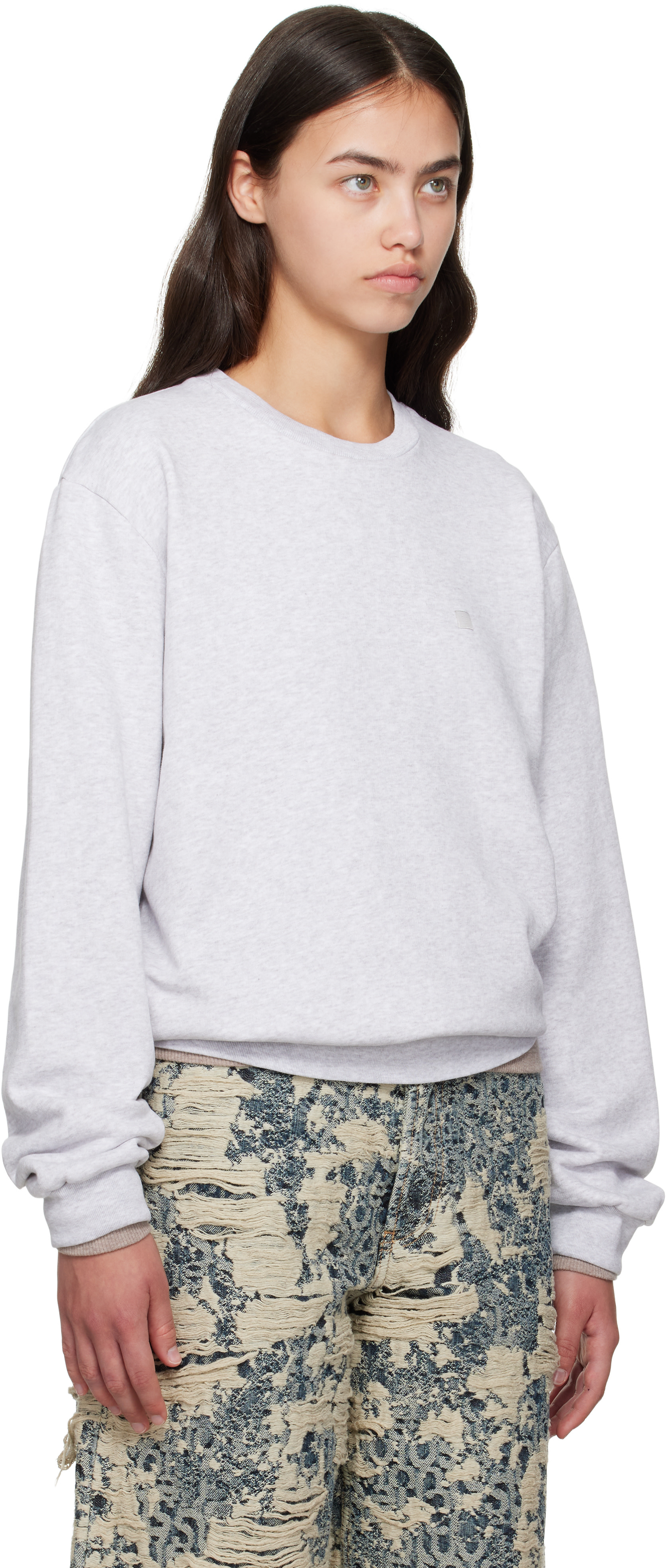 Acne Studios: Gray Crew Neck Fleece Sweatshirt | SSENSE