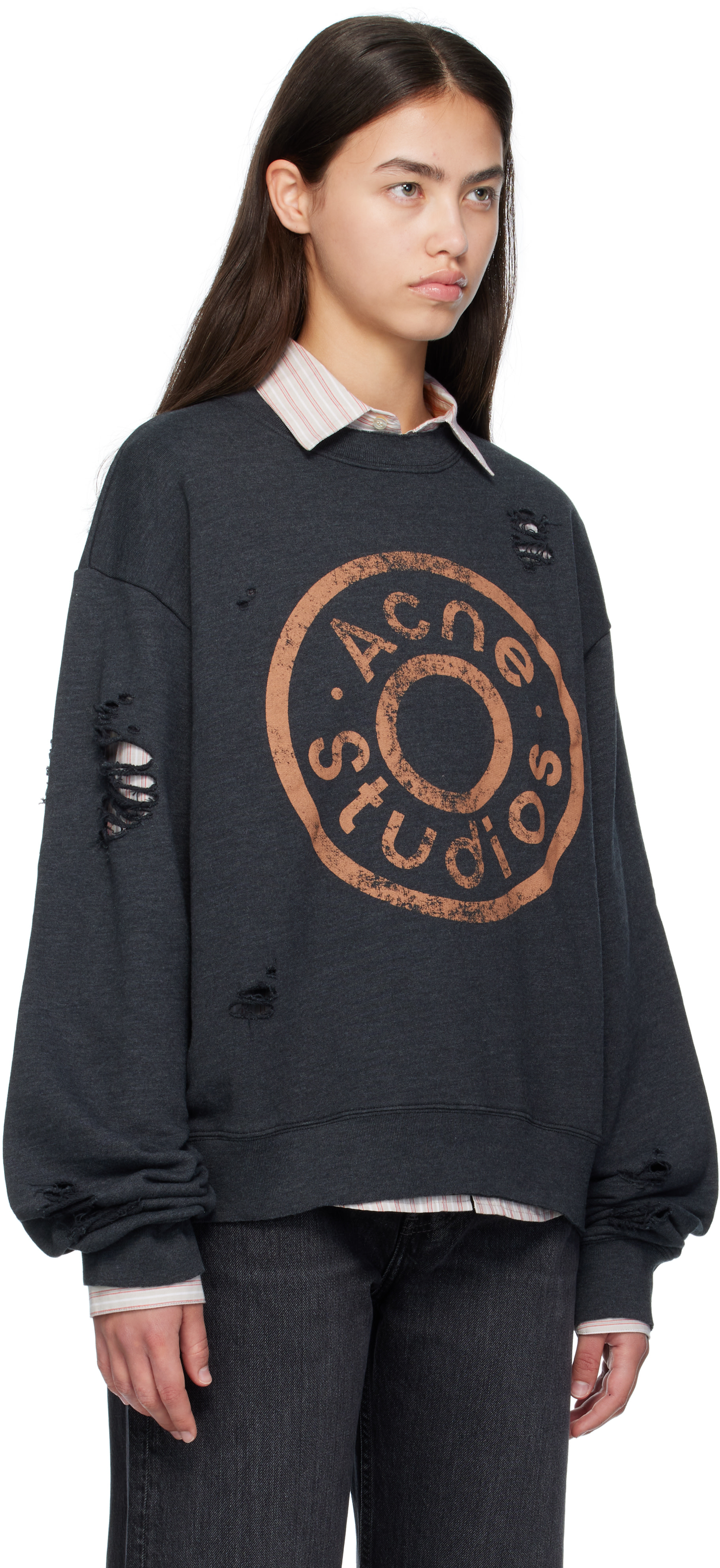 Acne Studios: Black Printed Logo Sweatshirt | SSENSE