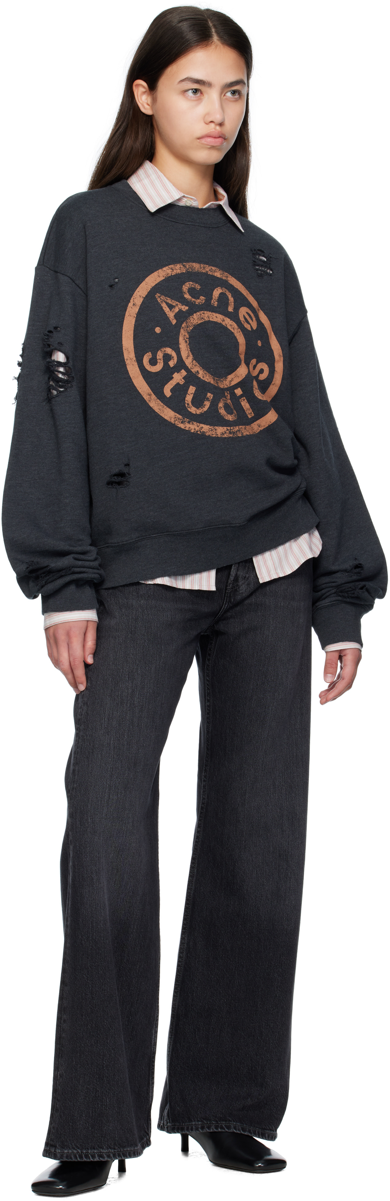 Acne Studios: Black Printed Logo Sweatshirt | SSENSE